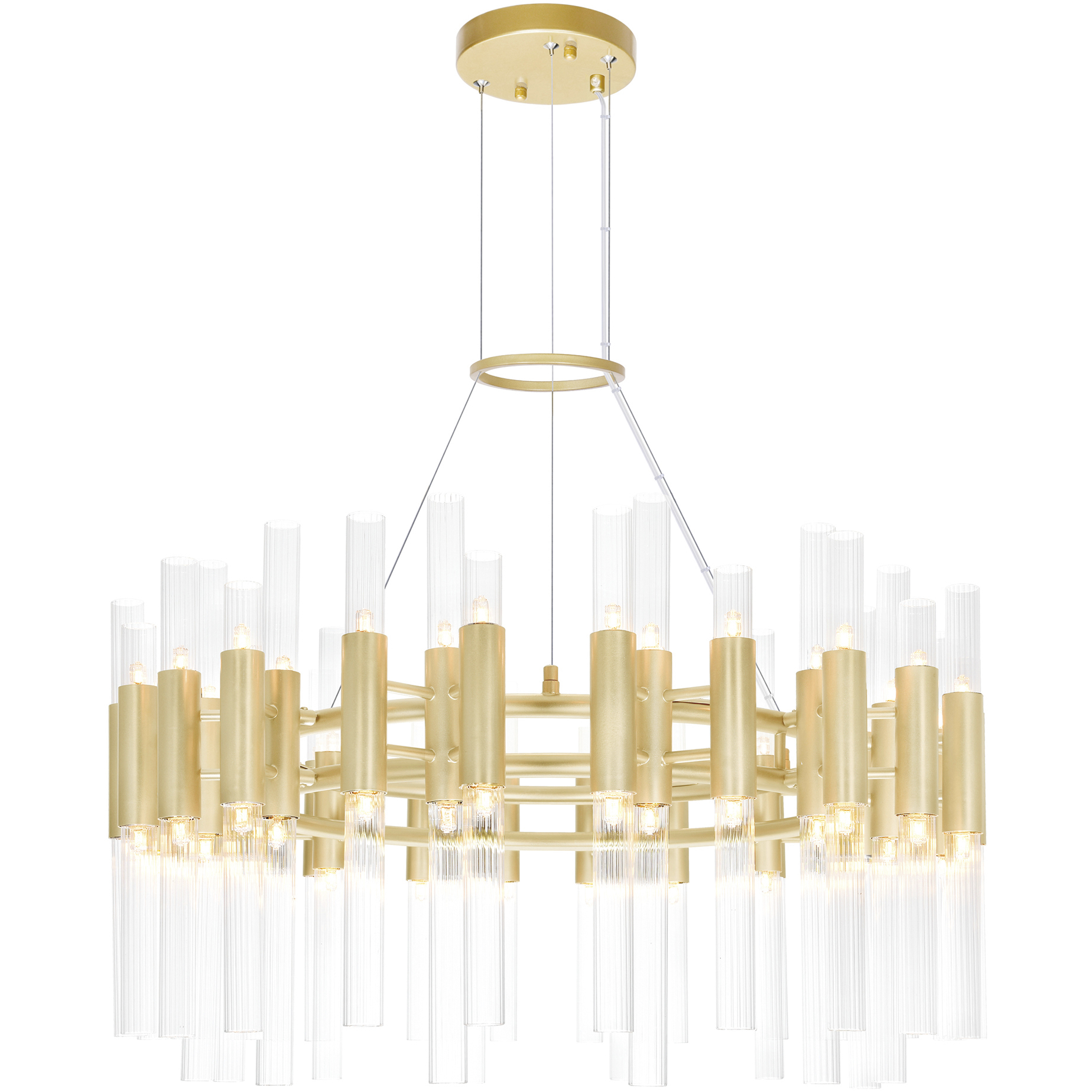 Orgue 72 Light 32 inch Satin Gold Down Chandelier Ceiling Light