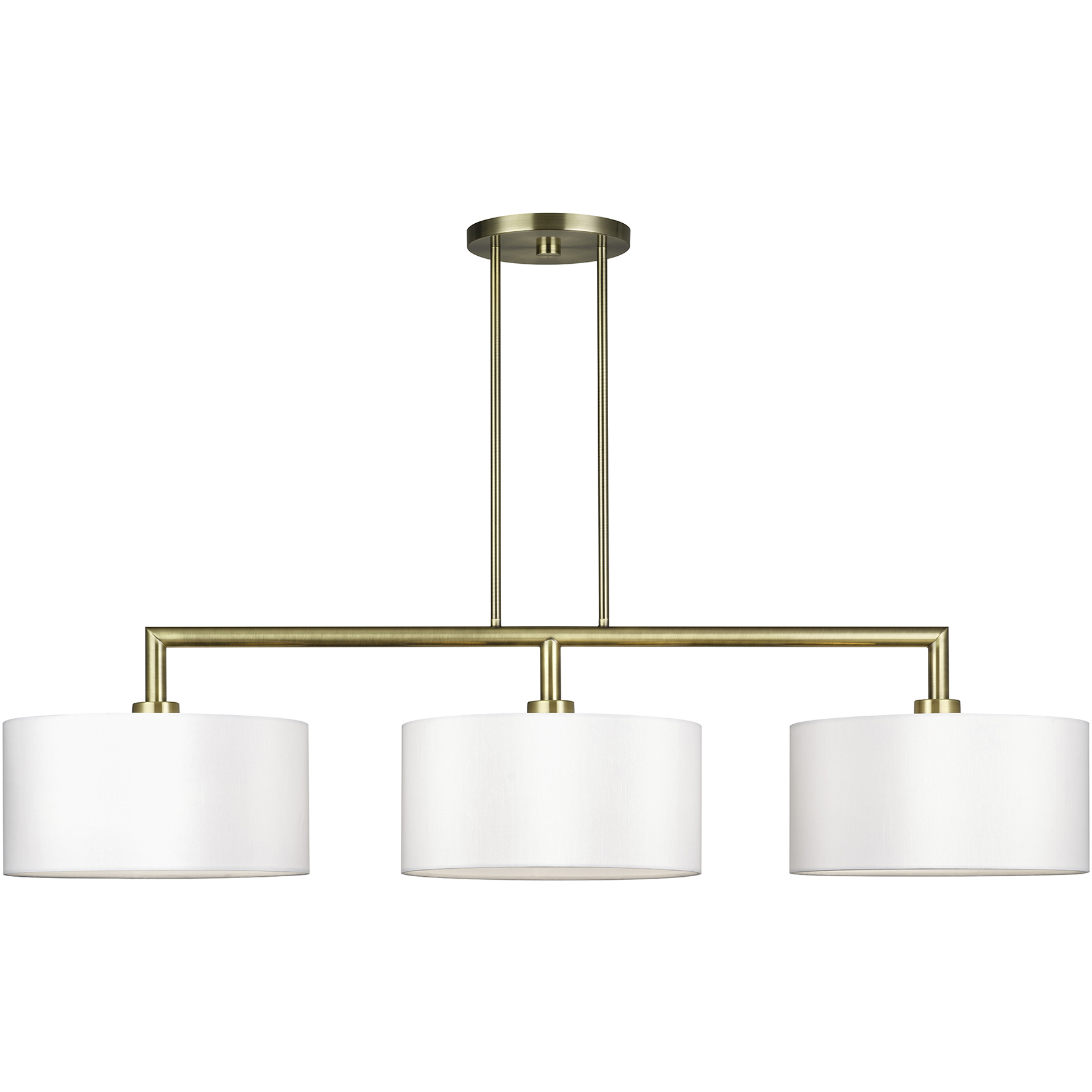Meridian 3 Light 51 inch Antique Brass Linear Chandelier Ceiling Light, Extra Large