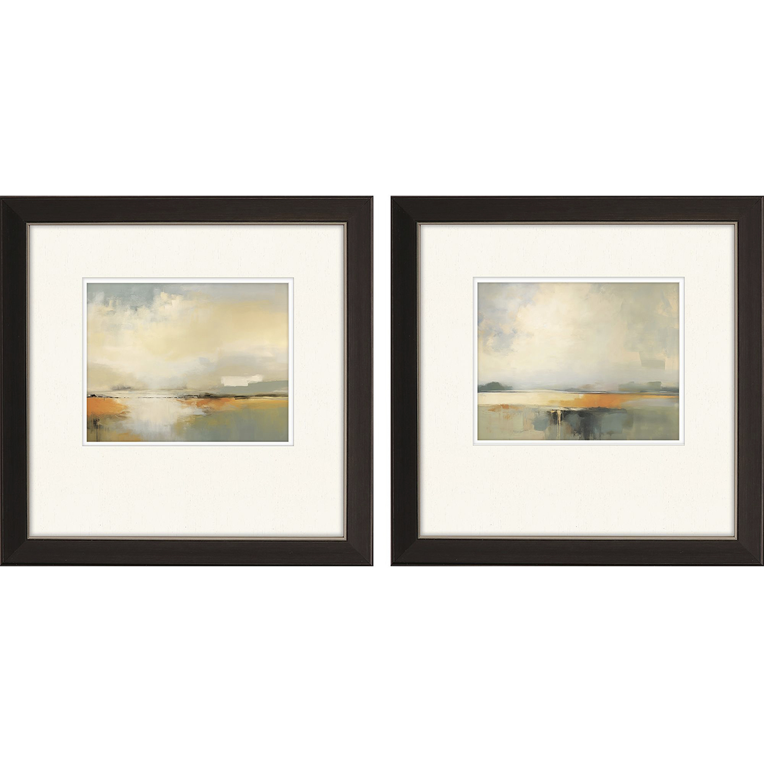 Silent Landscape Blue and Orange and White and Green Framed Art, Propac