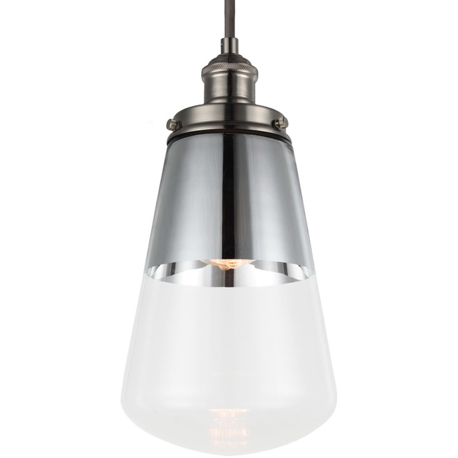 Sean Lavin Waveform 1 Light 7.38 inch Polished Nickel Mini-Pendant Ceiling Light in Silver Vacuum Plated Glass