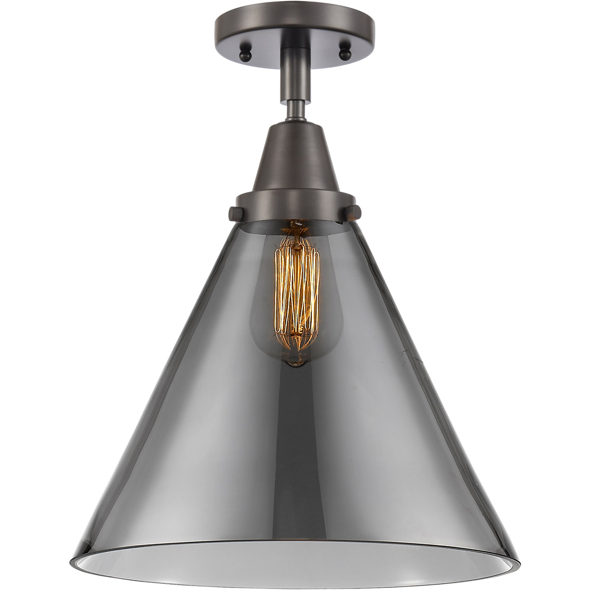 Franklin Restoration X-Large Cone 1 Light 12 inch Oil Rubbed Bronze Flush Mount Ceiling Light in Light Smoke Glass