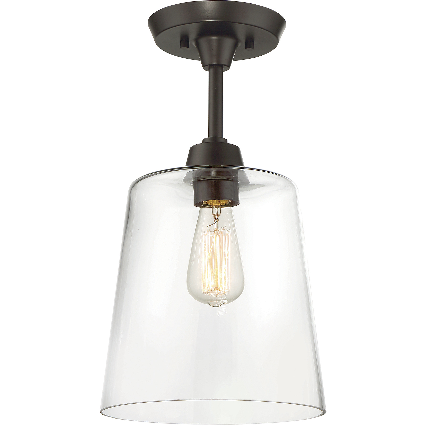 Modern 1 Light 10 inch Oil Rubbed Bronze Semi-Flush Ceiling Light
