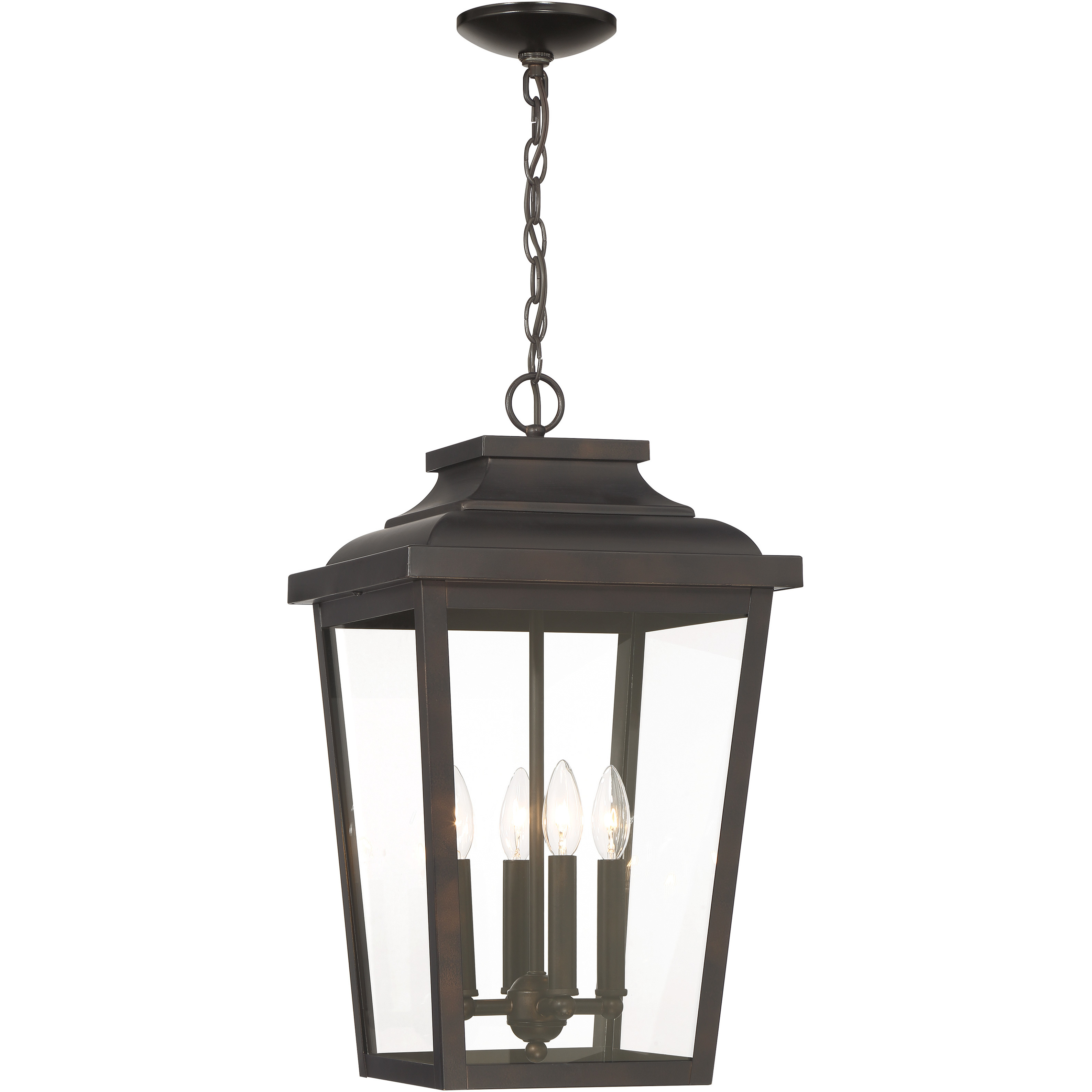 Minka-Lavery Great Outdoors Irvington Manor 4 Light 12.5 inch Chelesa Bronze Outdoor Chain Hung in Incandescent, Clear Glass, Large 72175-189-C - Open Box