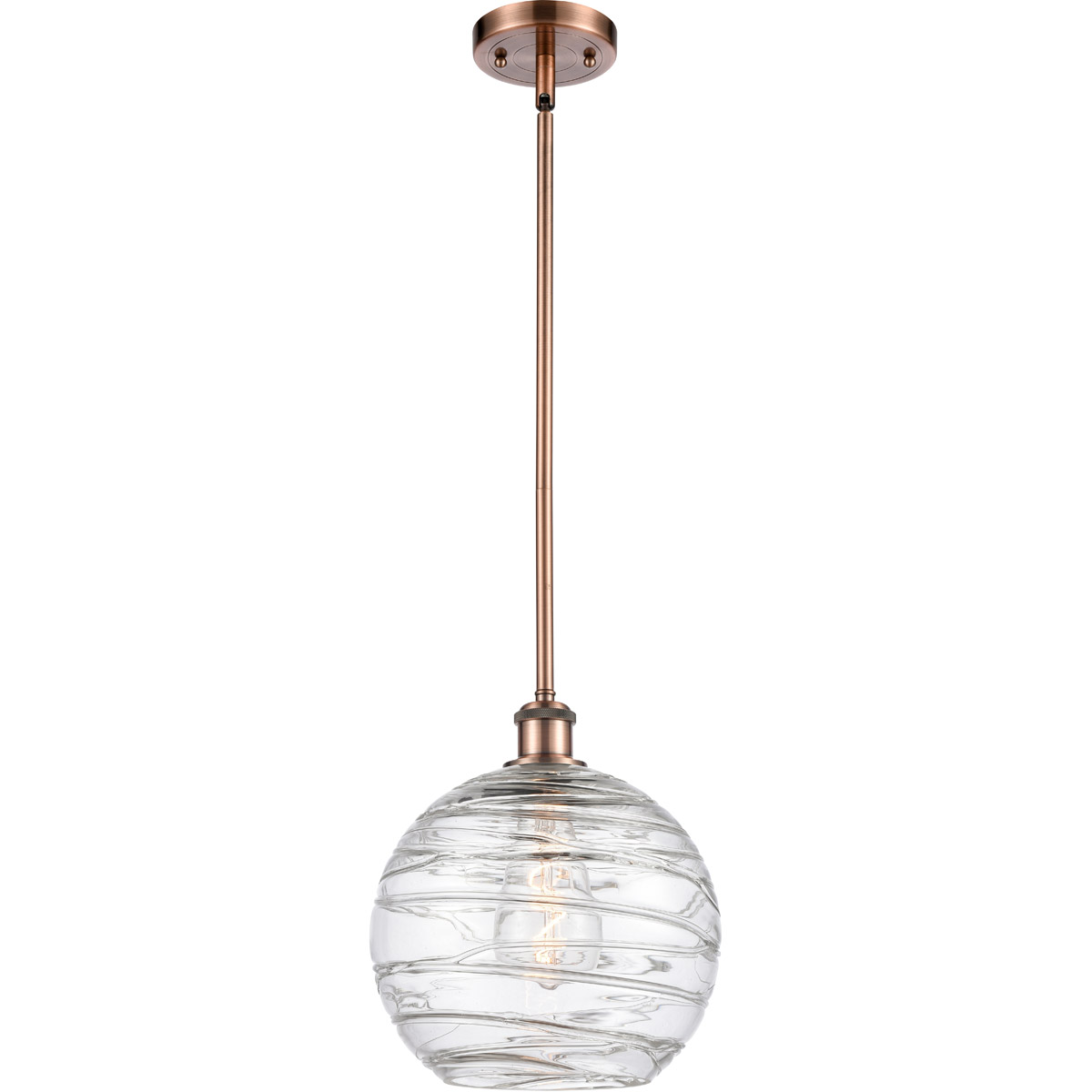 Ballston Large Deco Swirl 1 Light 10 inch Antique Copper Pendant Ceiling Light, Ballston