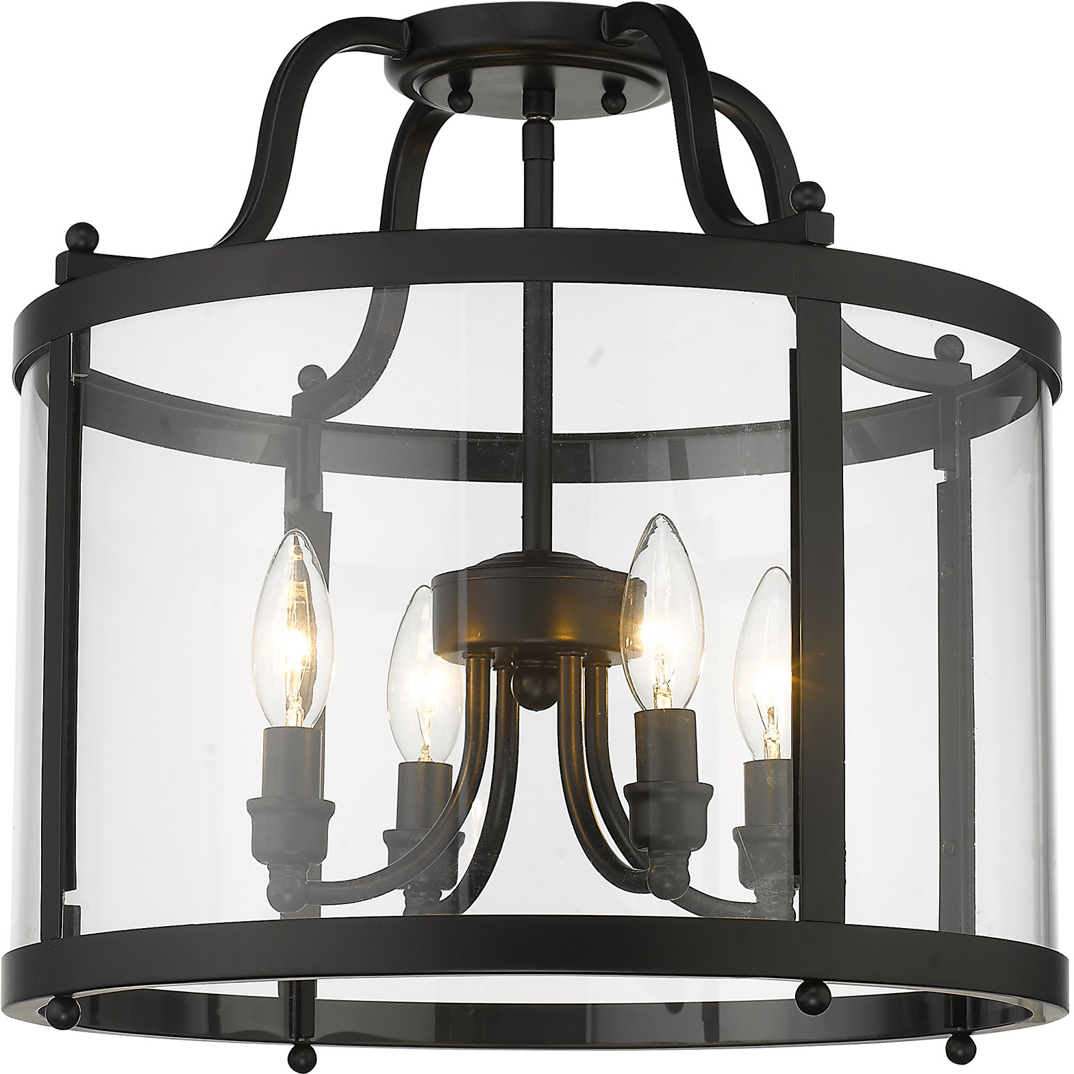 Payton 4 Light 16 inch Matte Black Semi-Flush Mount Ceiling Light, Damp