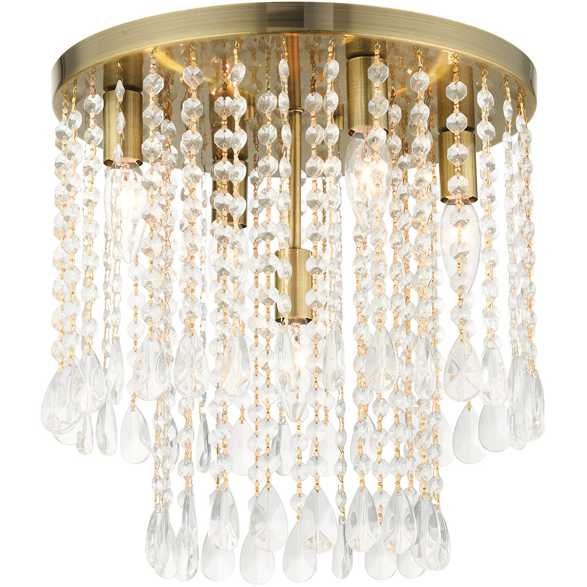Elizabeth 5 Light 14 inch Antique Brass Flush Mount Ceiling Light