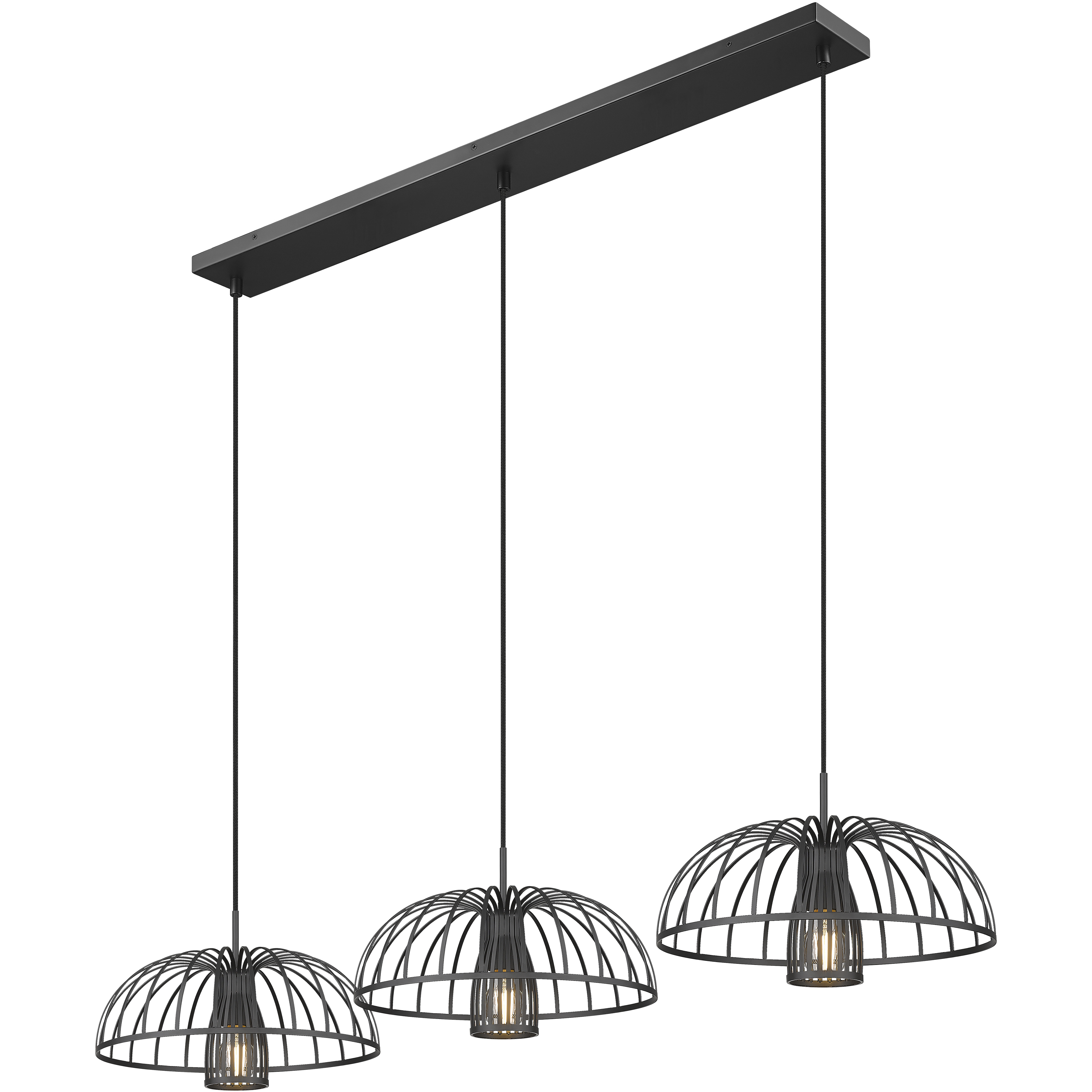 Valencia 3 Light 56 inch Matte Black Linear Chandelier Ceiling Light