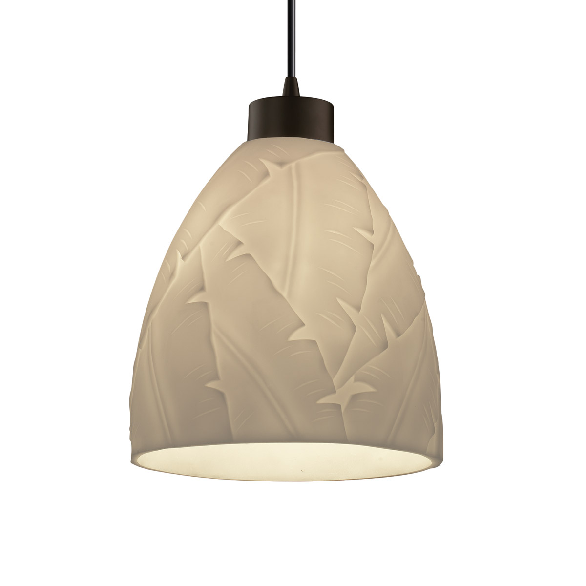 Porcelina LED 11 inch Brushed Nickel Pendant Ceiling Light in 700 Lm LED, Cord, Banana Leaf