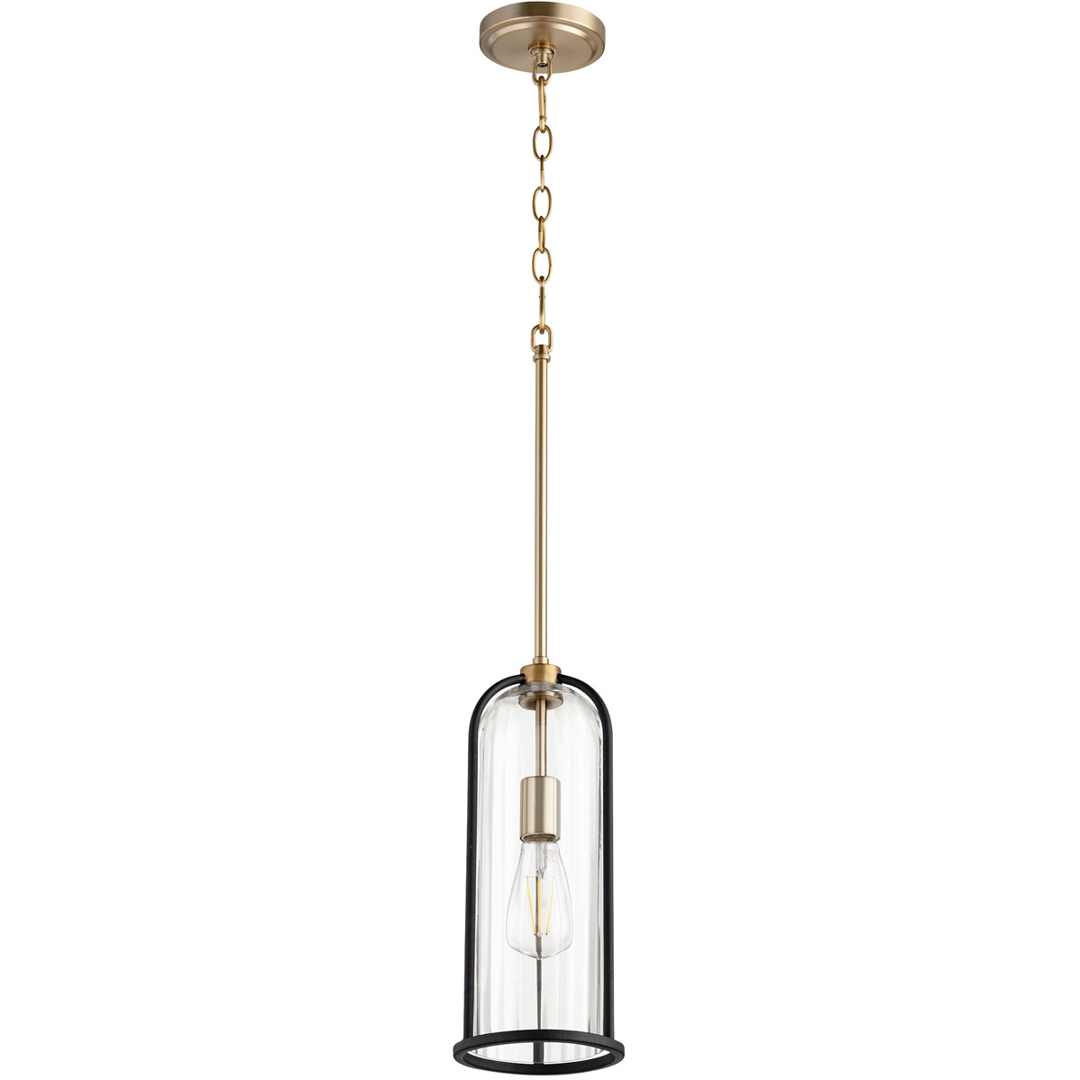 Espy 1 Light 6.25 inch Noir and Aged Brass Mini Pendant Ceiling Light