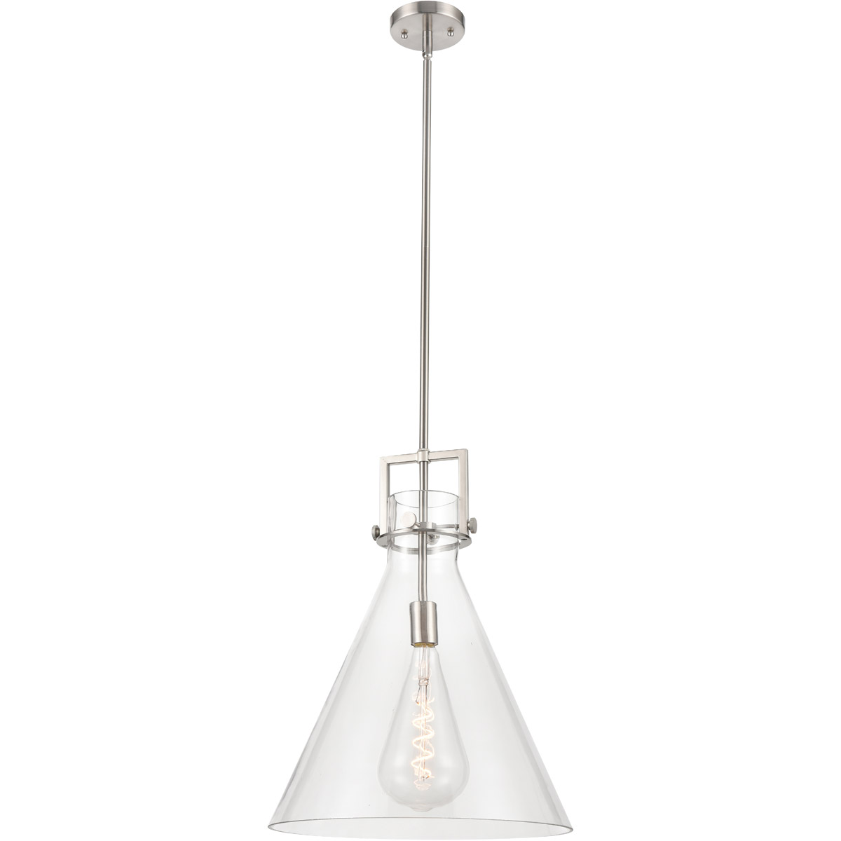 Newton Cone 1 Light 16 inch Brushed Satin Nickel Pendant Ceiling Light
