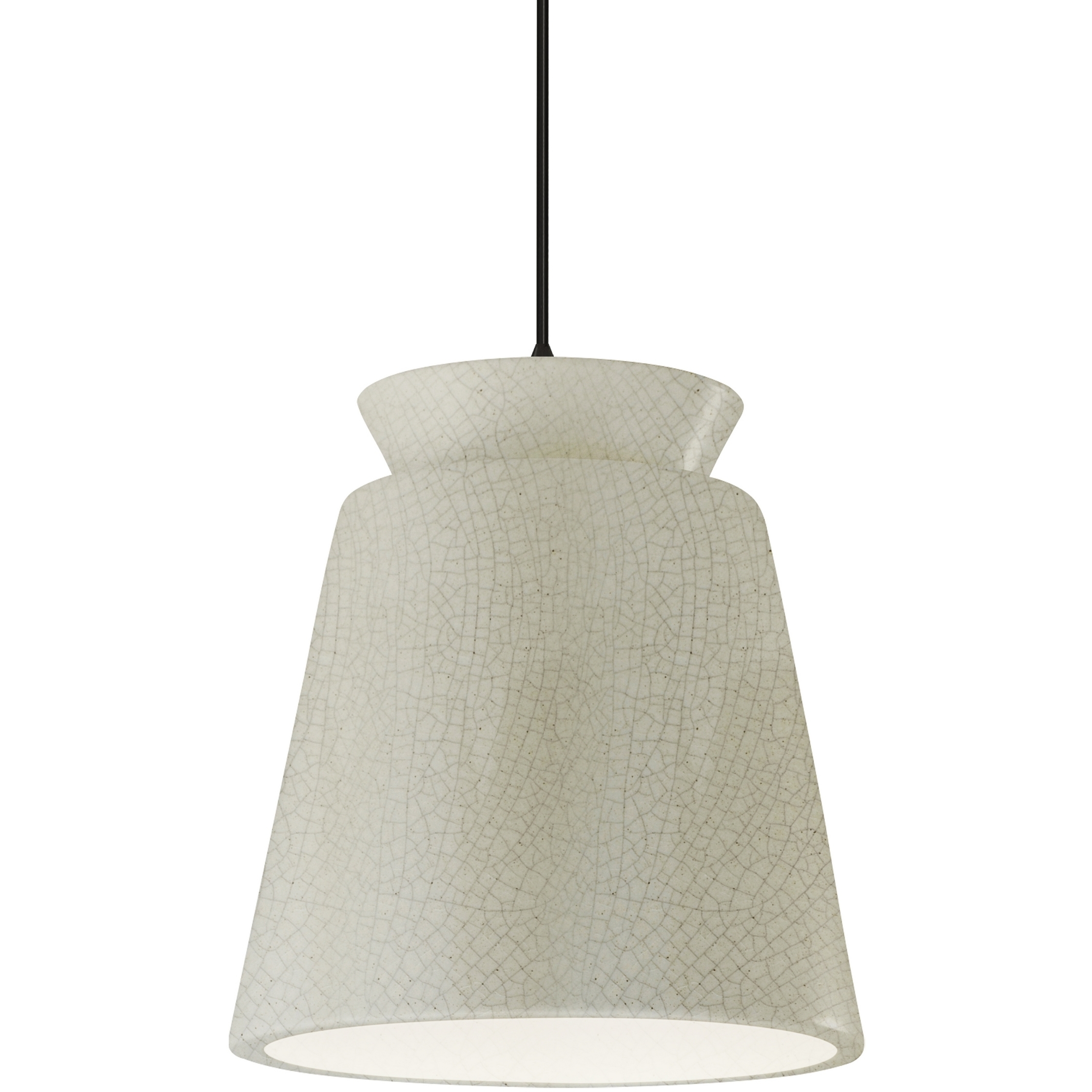 Radiance Collection - Trapezoid 1 Light 13.5 inch White Crackle Pendant Ceiling Light in Matte Black, Replaceable Bulb, Black, Form+Finish+Function
