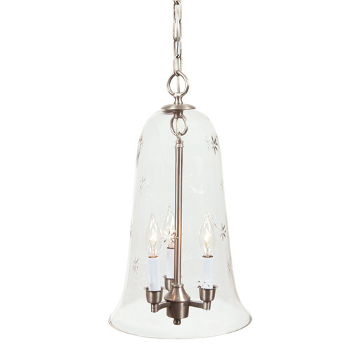 Sophia 3 Light 11 inch Pewter Bell Jar Pendant Ceiling Light in Satin Nickel
