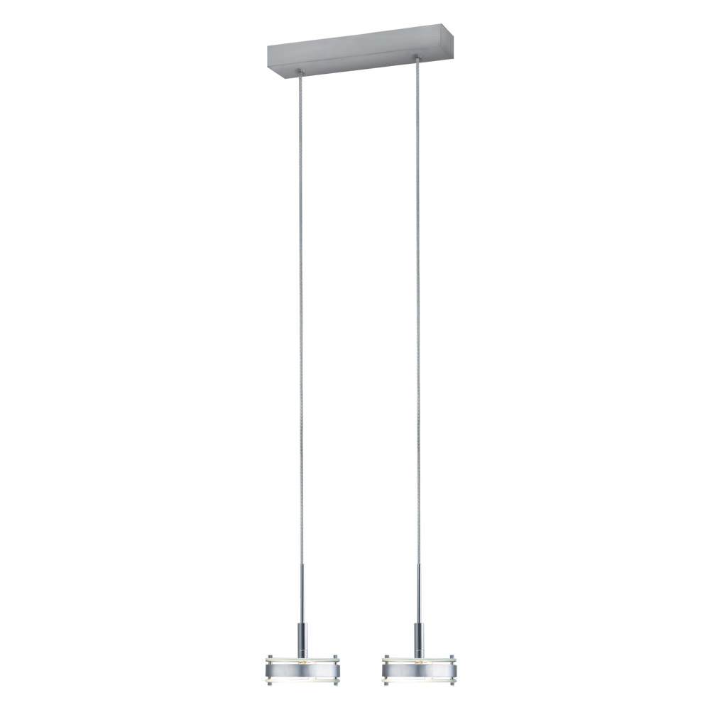 Discus 2 Light Satin Nickel Pendant Ceiling Light