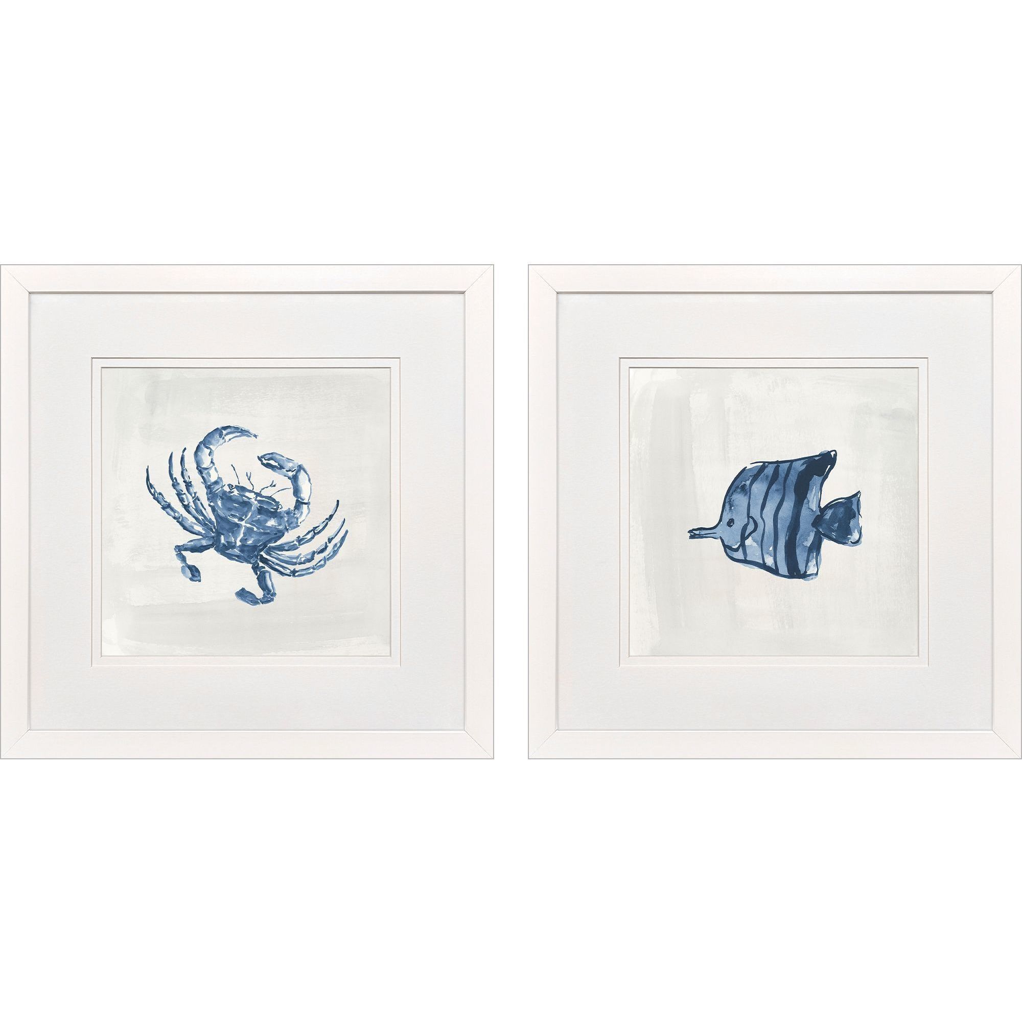 Indigo Sealife Blue and Gray and White and Multi Framed Art, Propac
