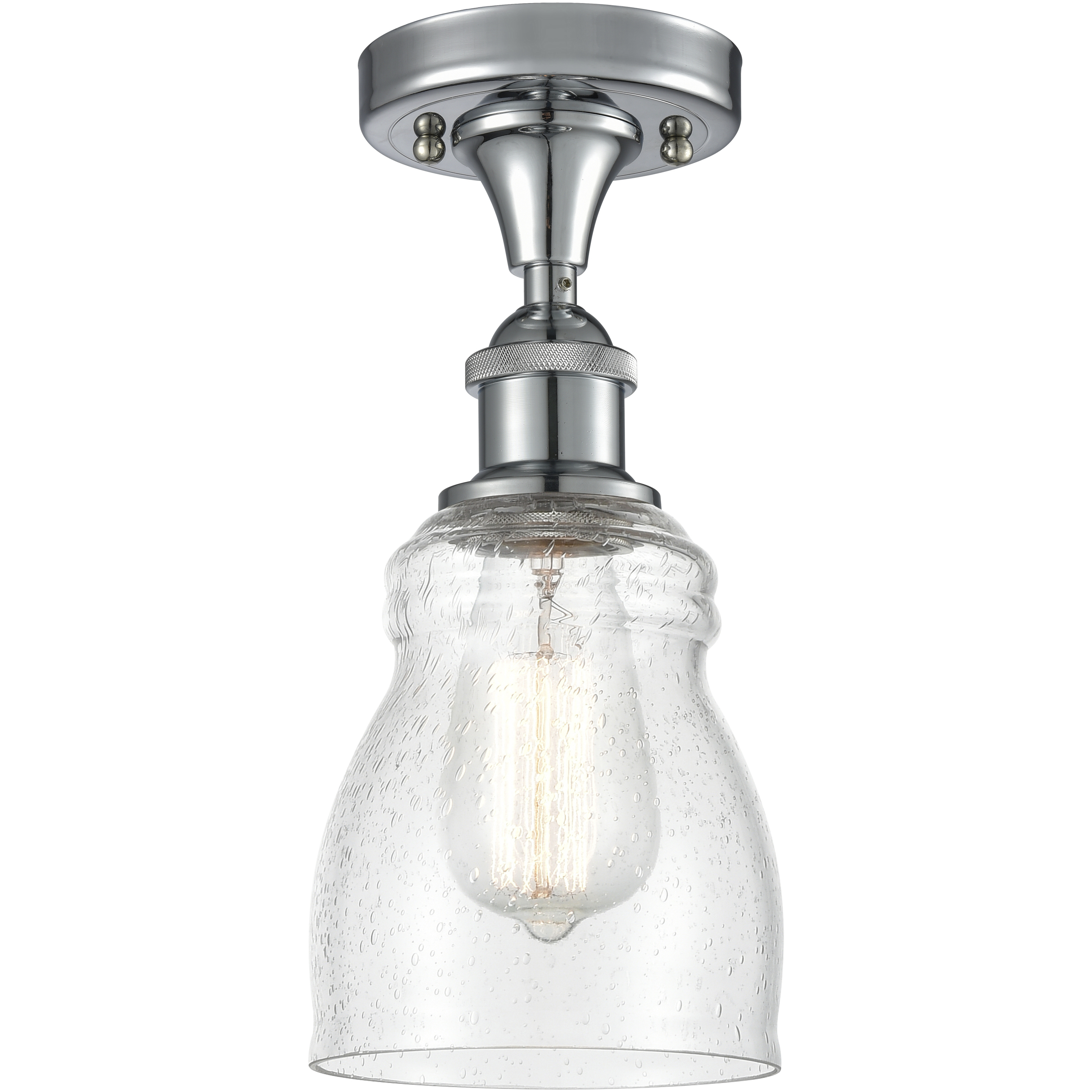 Edison Ellery 1 Light 5 inch Brushed Satin Nickel Semi-Flush Mount Ceiling Light in White
