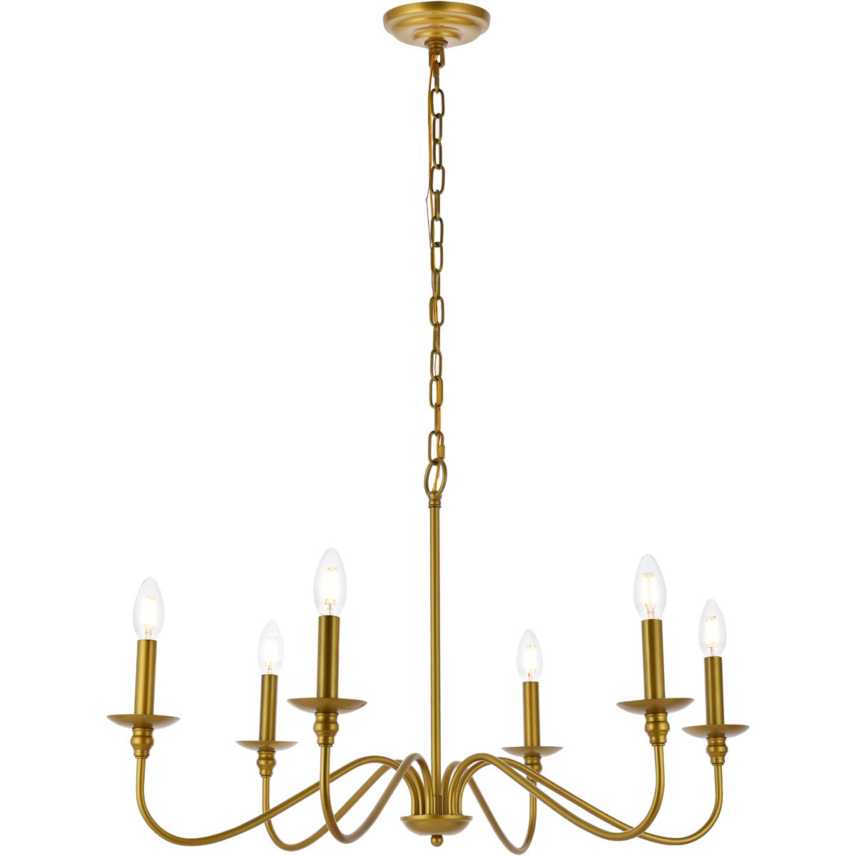 Rohan 6 Light 30 inch Brass Chandelier Ceiling Light