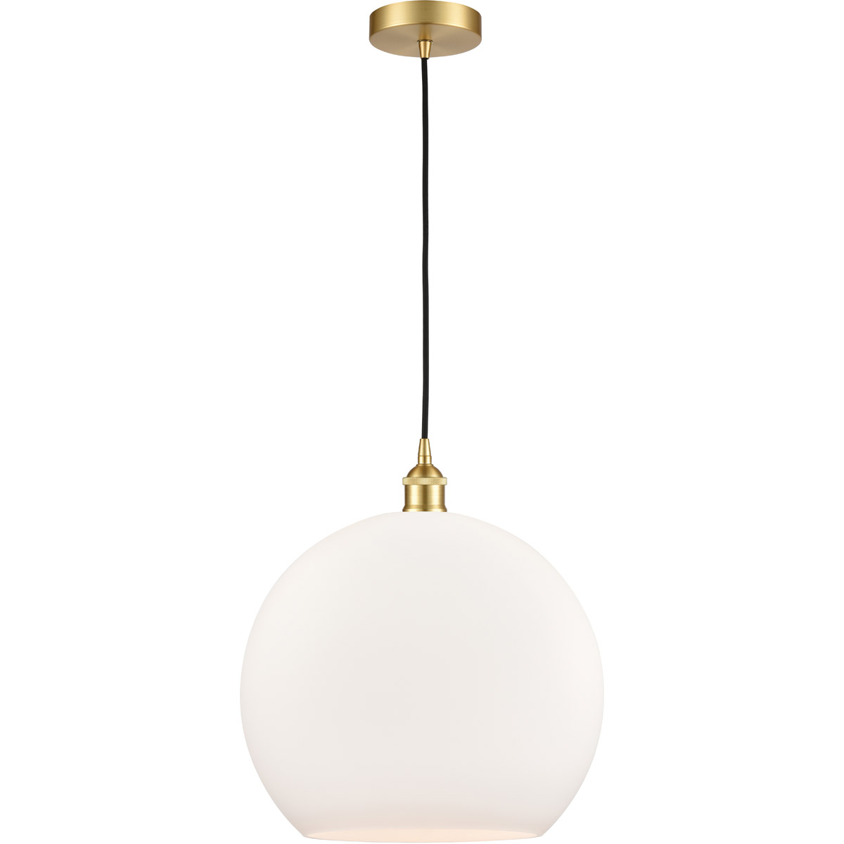 Edison Athens LED 13.75 inch Satin Gold Pendant Ceiling Light in Matte White Glass