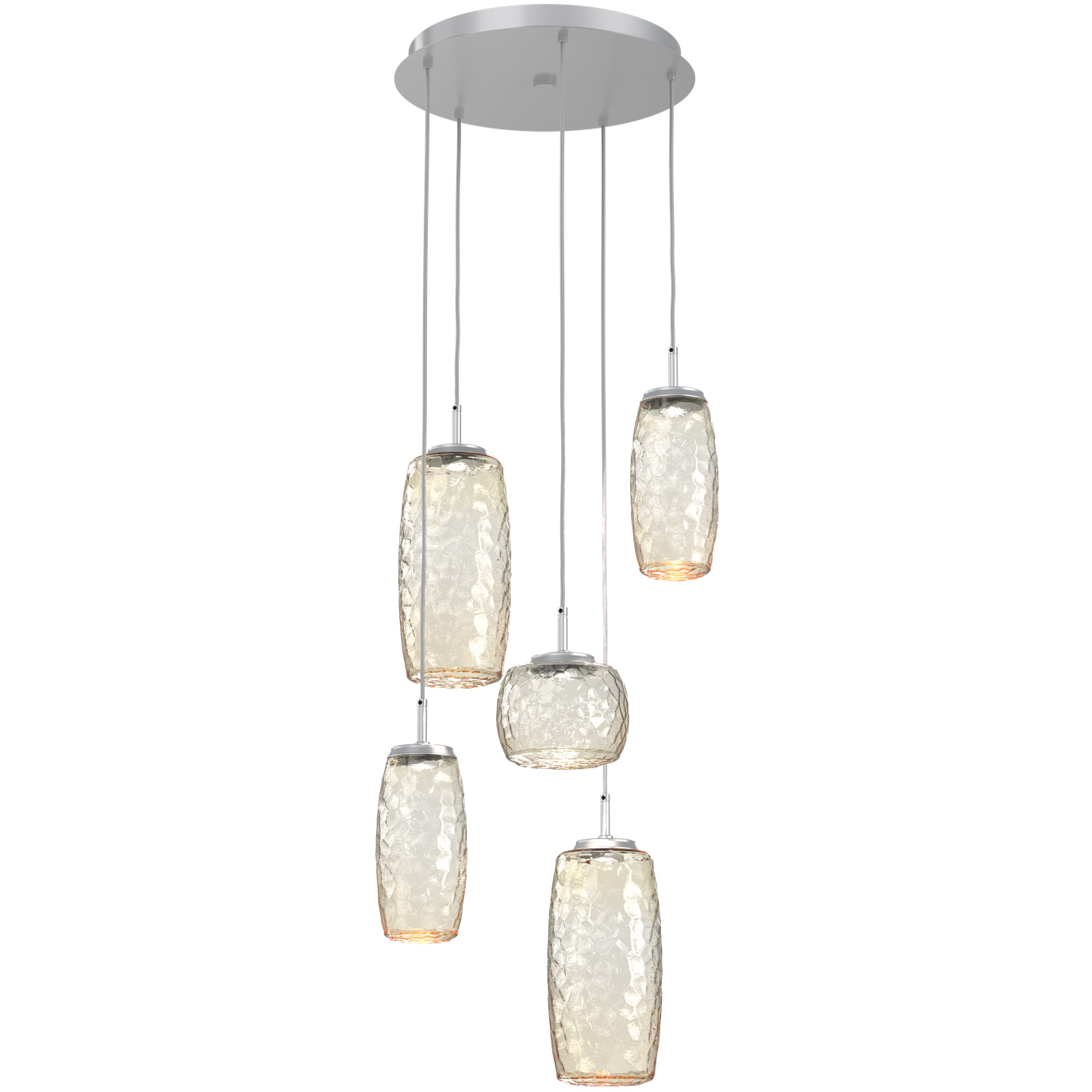 Vessel LED Classic Silver Multi-Pendant Ceiling Light in Amber, 2700K LED