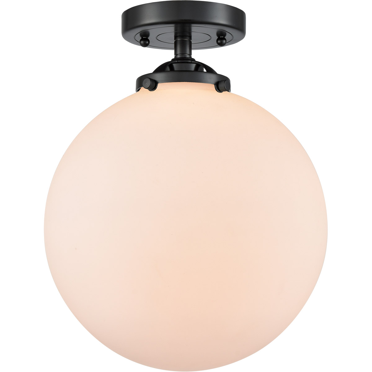Nouveau XX-Large Beacon LED 12 inch Oil Rubbed Bronze Semi-Flush Mount Ceiling Light in Matte White Glass, Nouveau