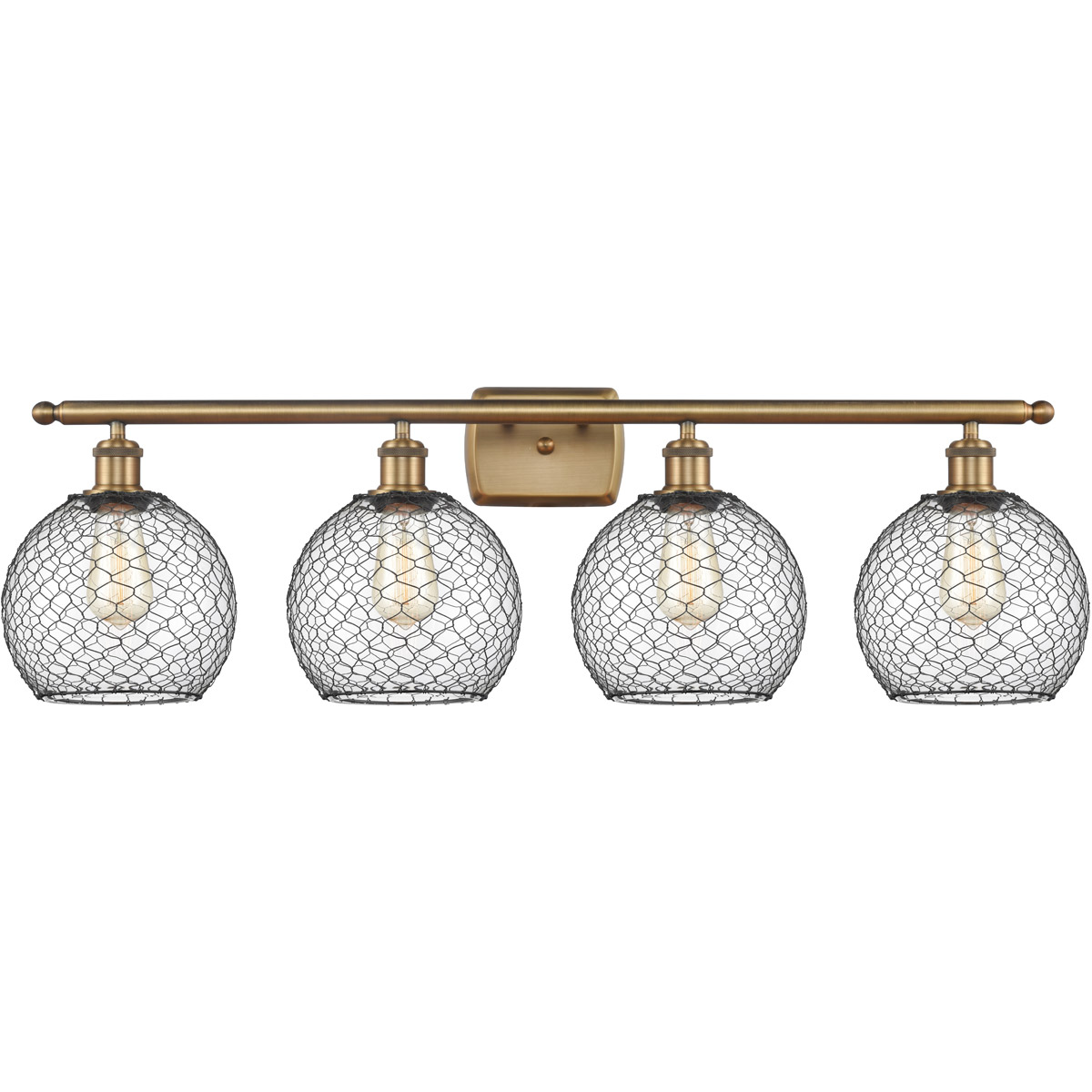 Ballston Farmhouse Chicken Wire LED 36 inch Brushed Brass Bath Vanity Light Wall Light, Ballston