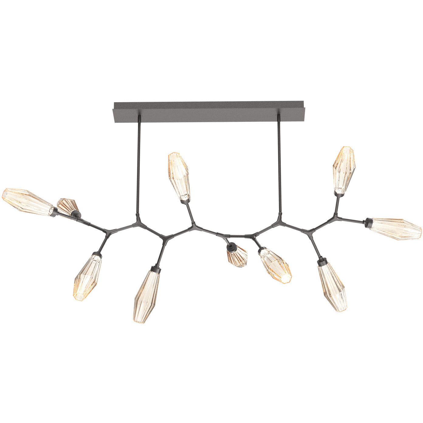 Aalto LED Graphite Linear Pendant Ceiling Light in 3000K LED, Optic Rib ...