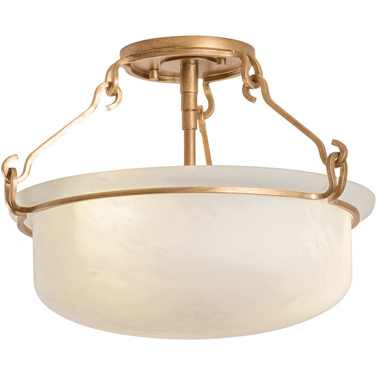 Lowerre 2 Light 16.5 inch Patina Gold Leaf Semi Flush Ceiling Light