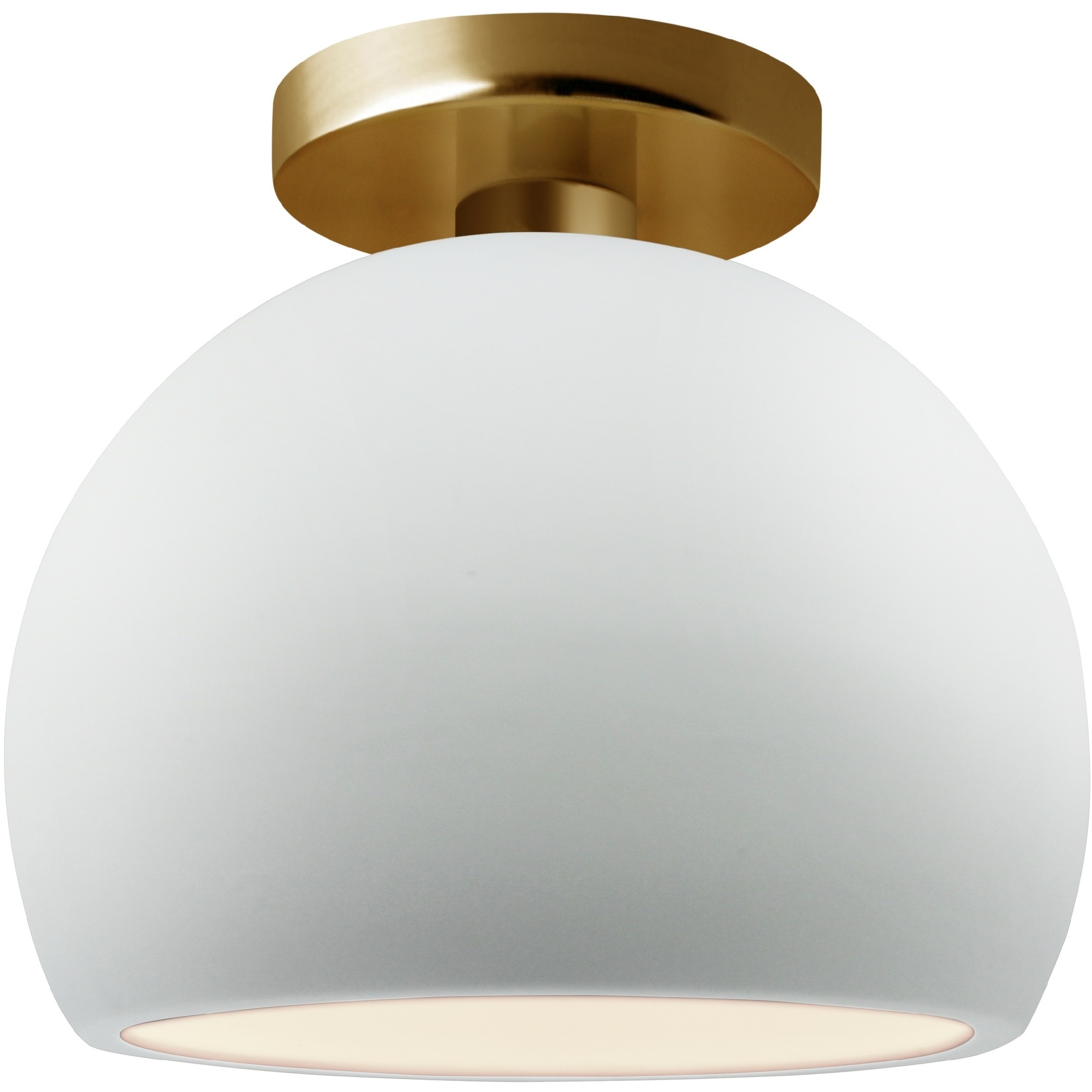 Radiance LED 7 inch Brushed Brass and Gloss White Semi-Flush Ceiling Light