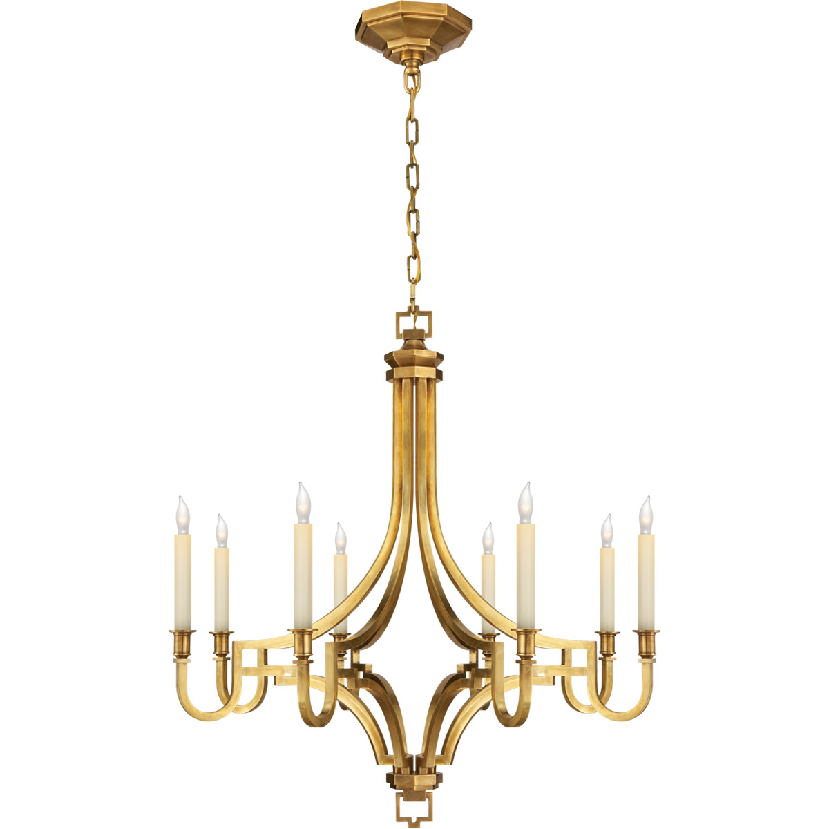 Chapman & Myers Mykonos 8 Light 27.5 inch Antique-Burnished Brass Chandelier Ceiling Light, Medium