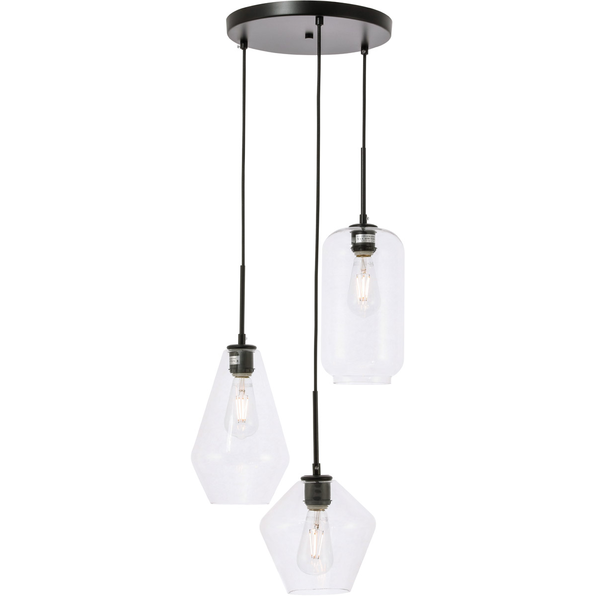 Rochester 3 Light 17.3 inch Black Pendant Ceiling Light