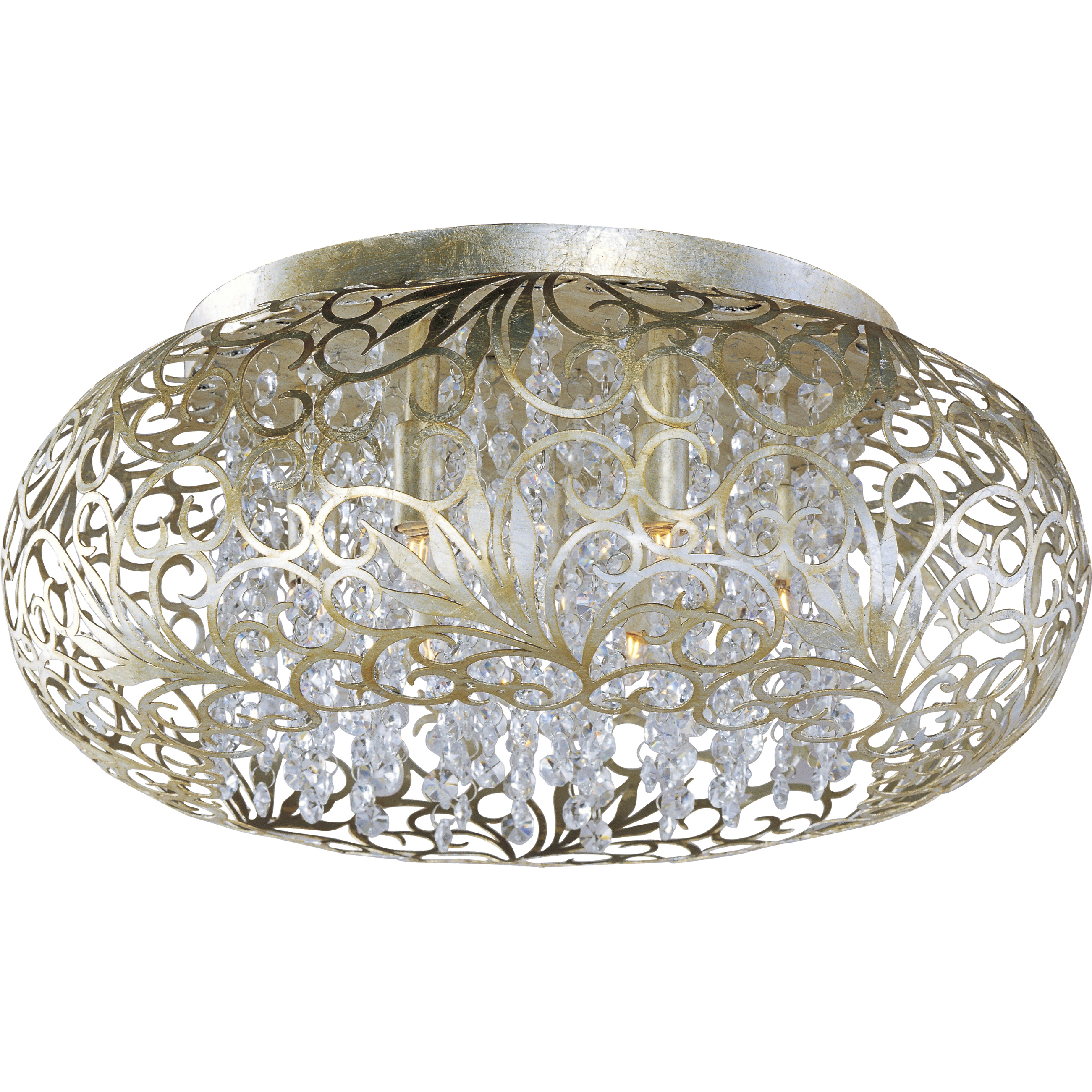 Arabesque LED 18 inch Golden Silver Flush Mount Ceiling Light