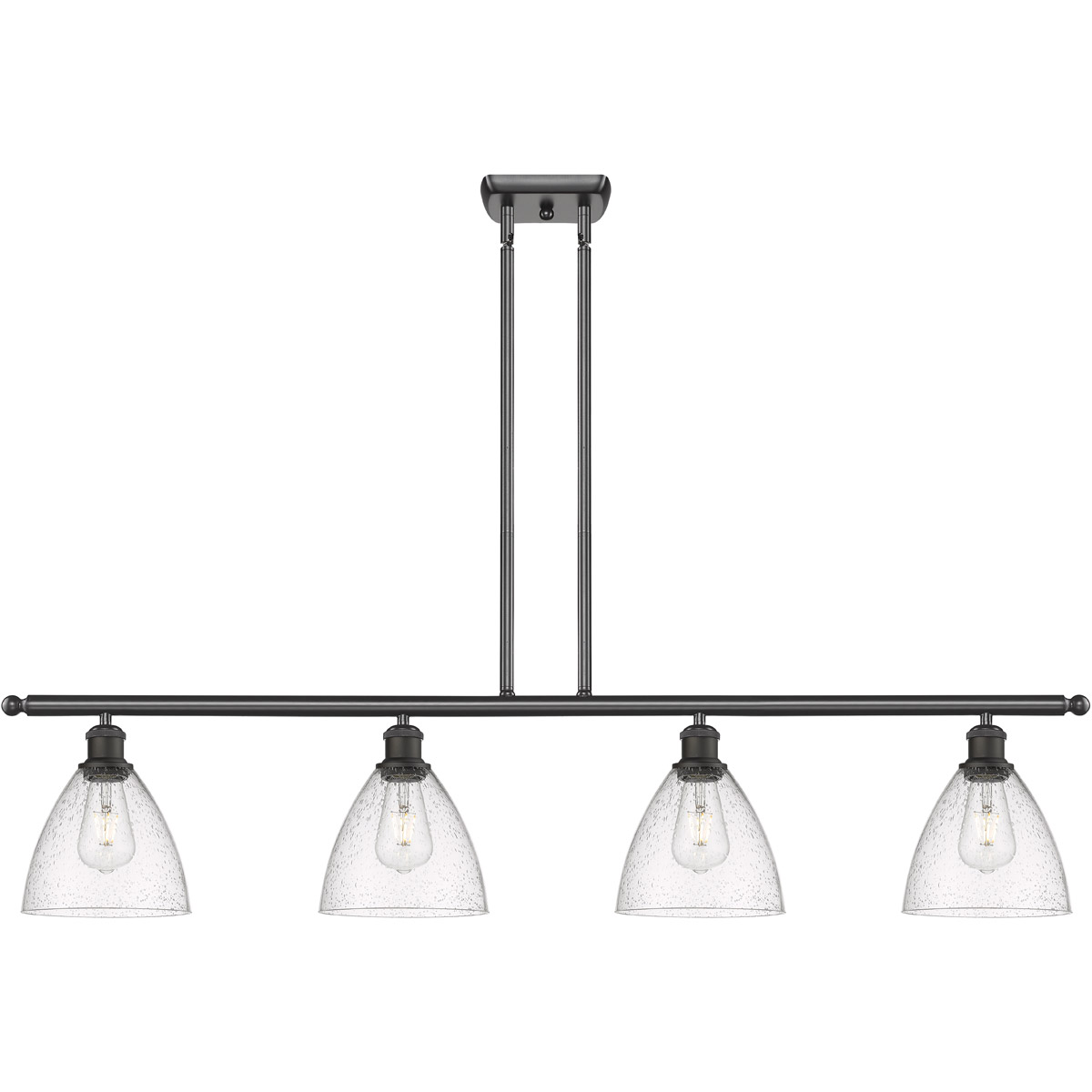 Ballston Ballston Dome 4 Light 48 inch Oil Rubbed Bronze Island Light Ceiling Light in Seedy Glass