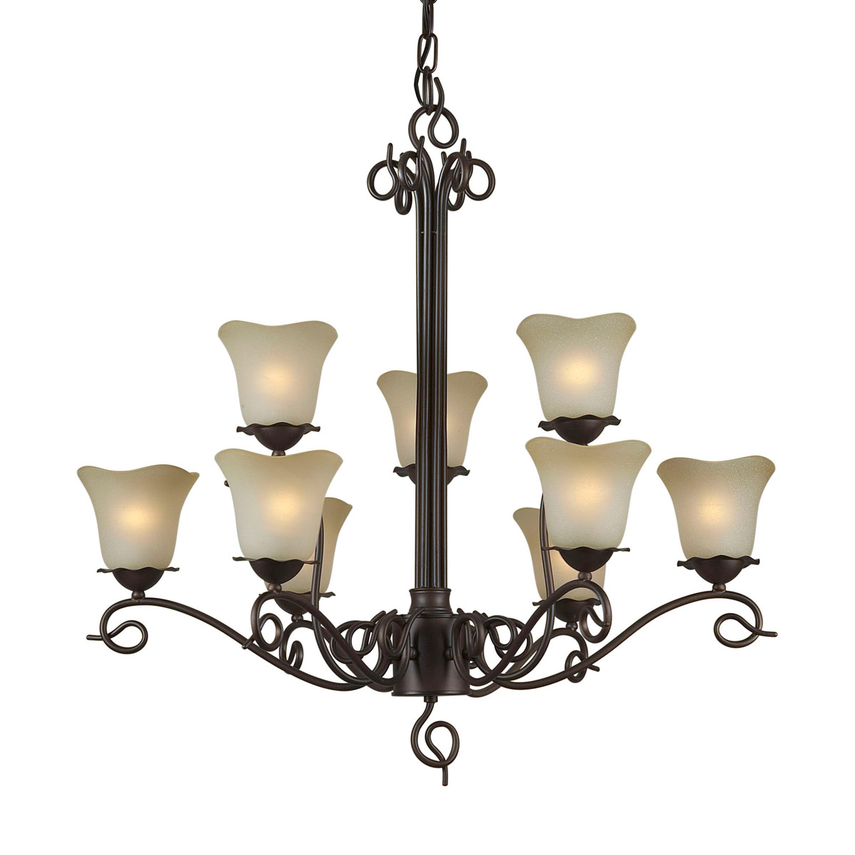 Signature 9 Light 32 inch Antique Bronze Chandelier Ceiling Light