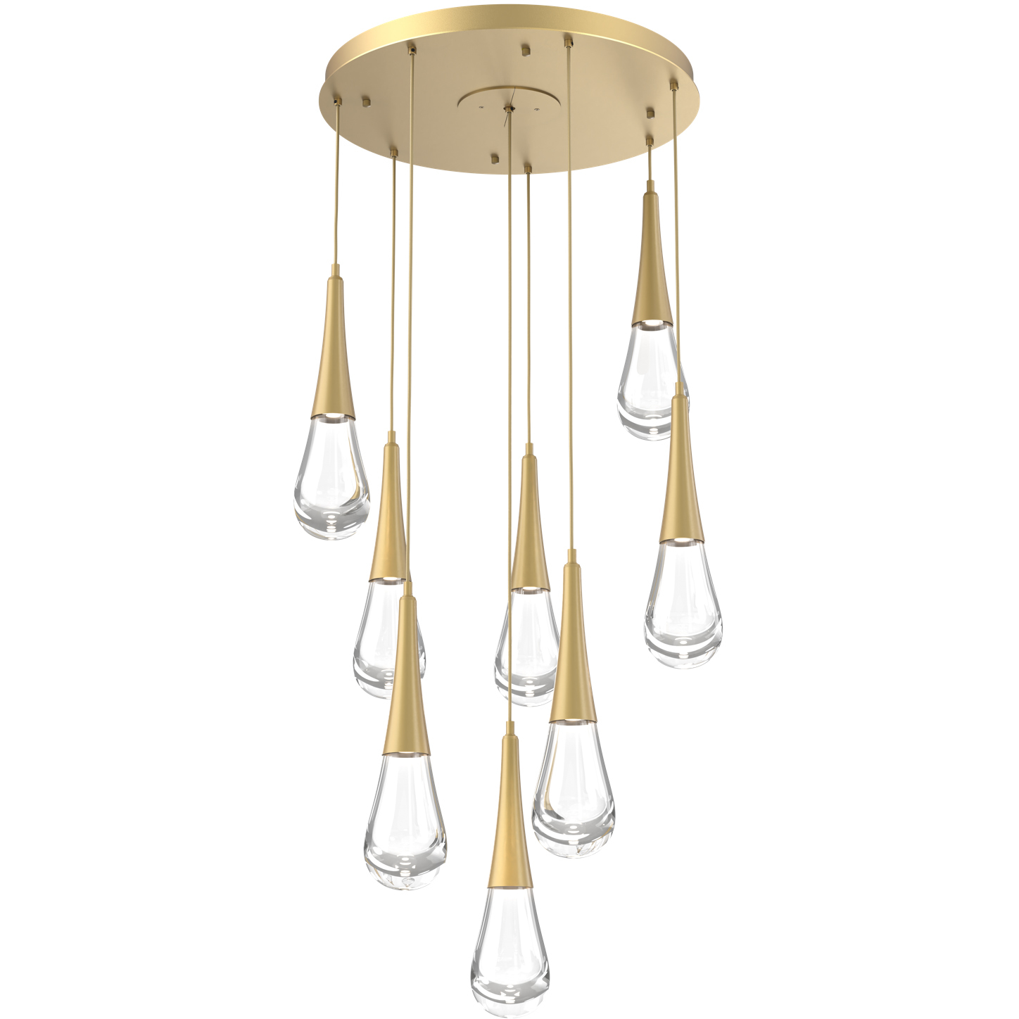 Rain Drop LED 26.8 inch Gilded Brass Chandelier Ceiling Light in 2700K LED, Multi-Port