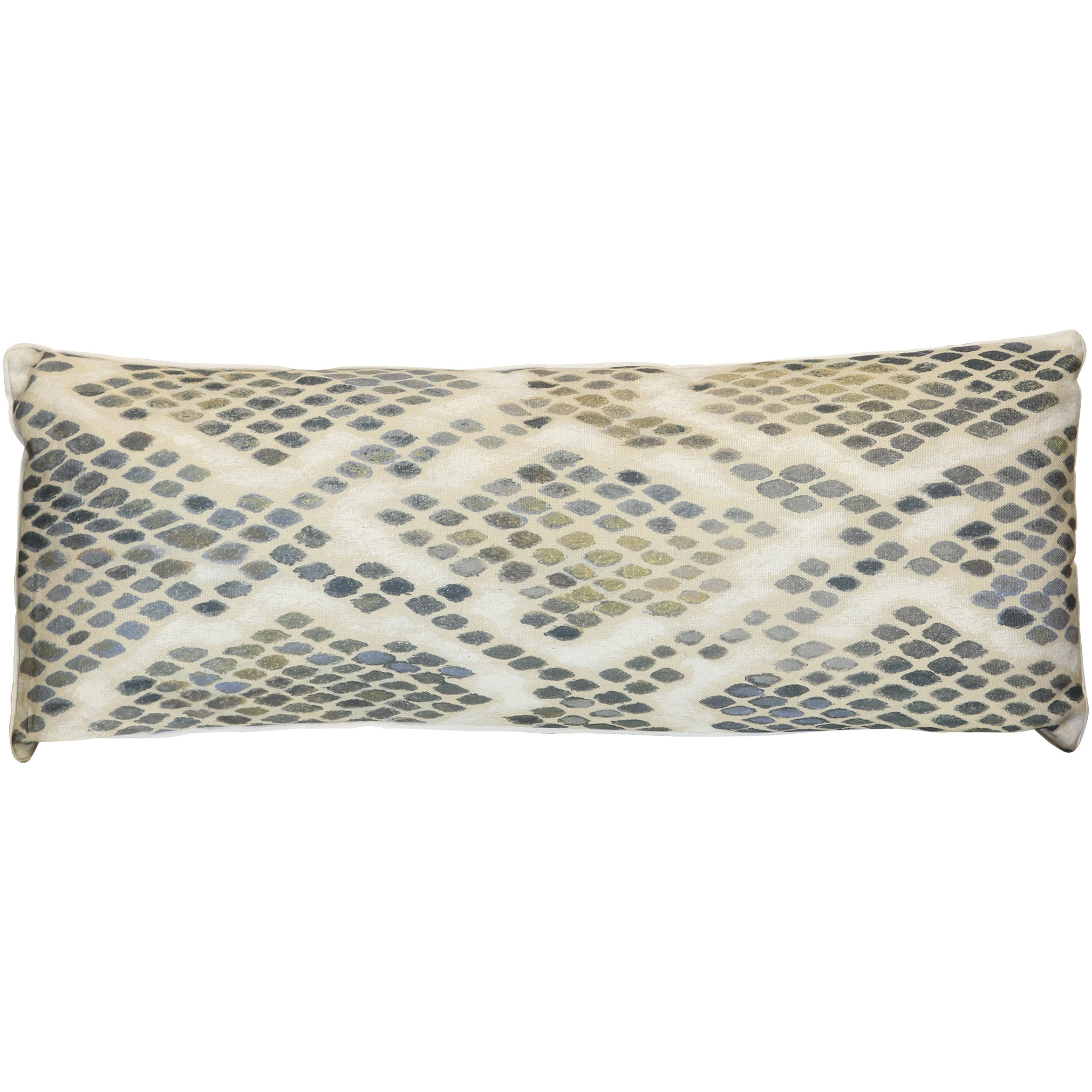 Wyatt Abstract 36 inch Stone Gray and Warm Ivory and Muted Slate Pillow in 36" x 14"