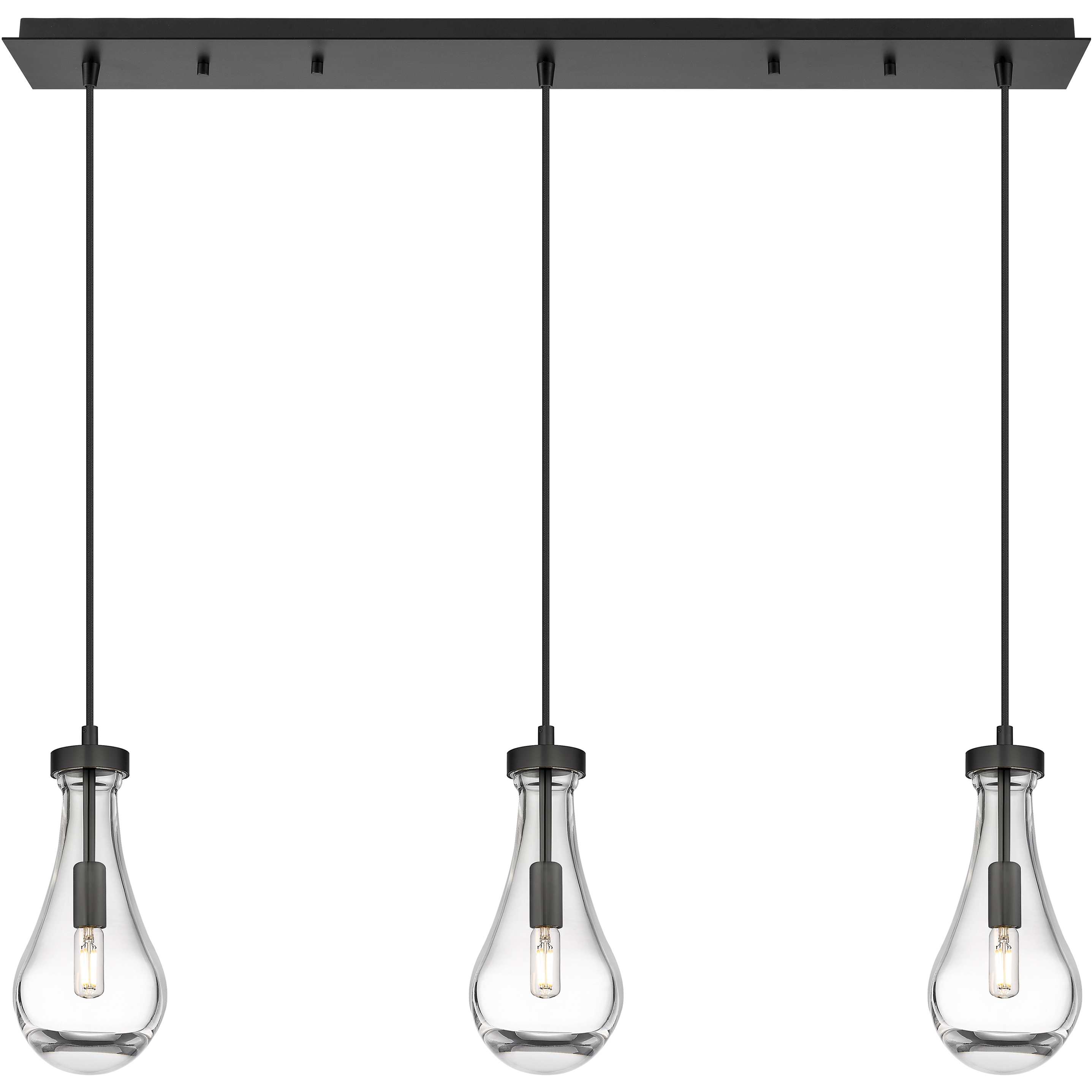 Owego 3 Light 36.88 inch Matte Black Linear Pendant Ceiling Light in Clear Glass