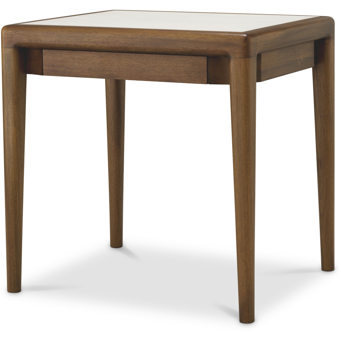 Hensley 23.62 X 23.62 inch Mahogany Wood and Caramel and Beige Marble Side Table