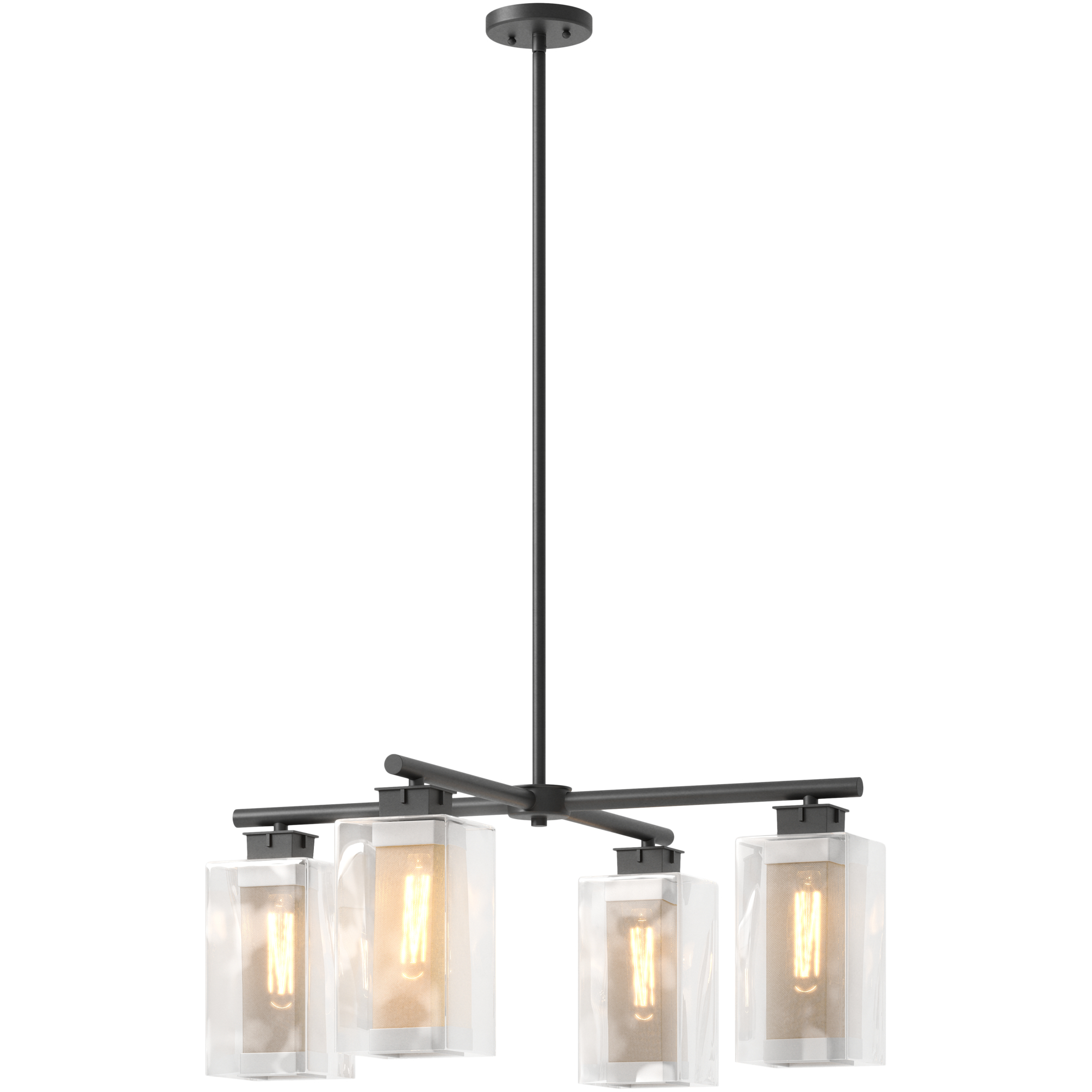 Polaris 4 Light 32.2 inch Coastal Black and Coastal Silver Outdoor Pendant