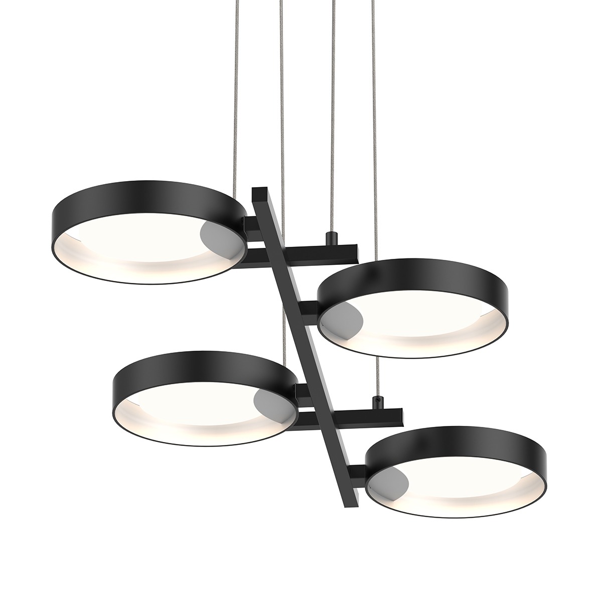 Light Guide Ring LED 37.5 inch Satin Black Pendant Ceiling Light in White Glass