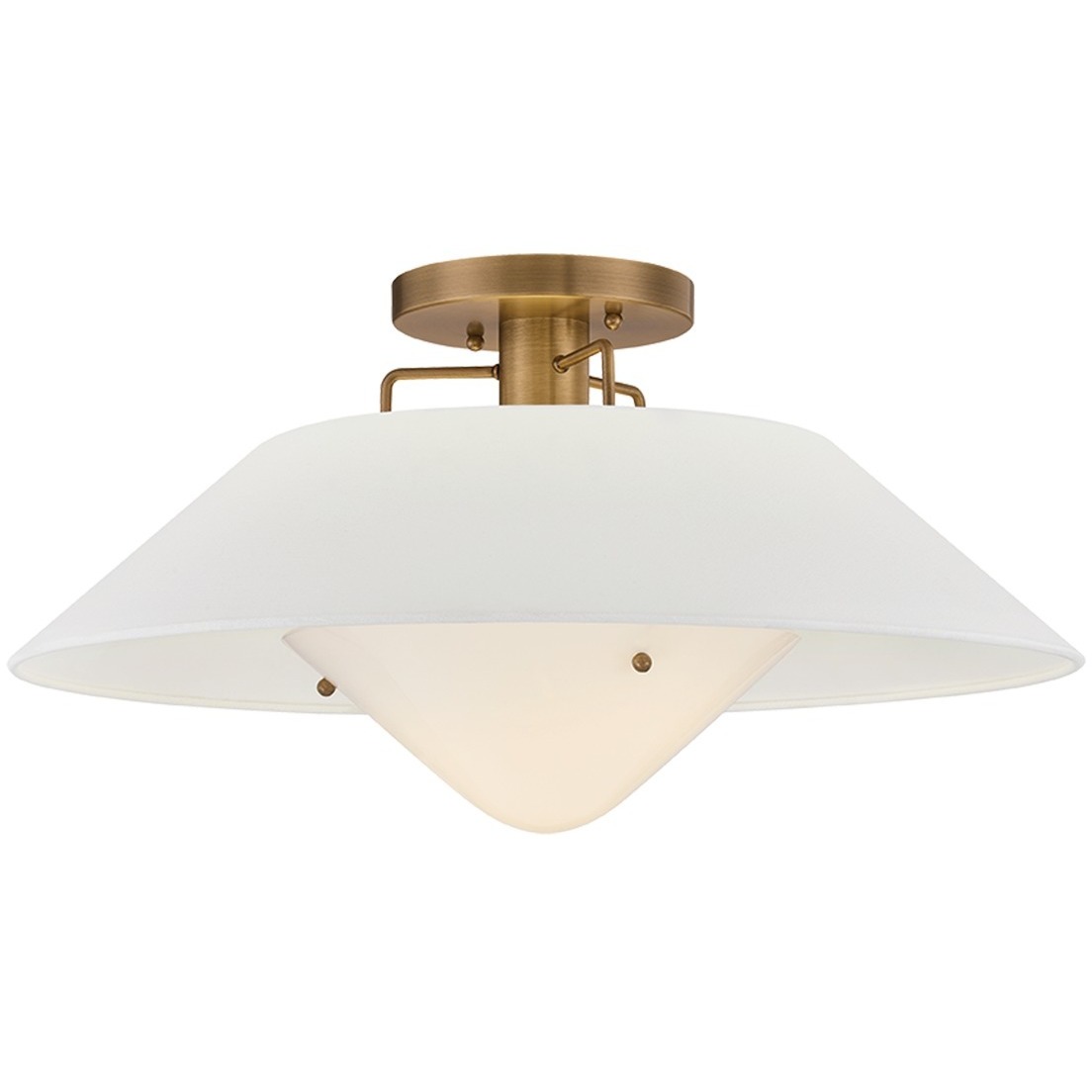 Otto 1 Light 20.5 inch Patina Brass Semi Flush Ceiling Light