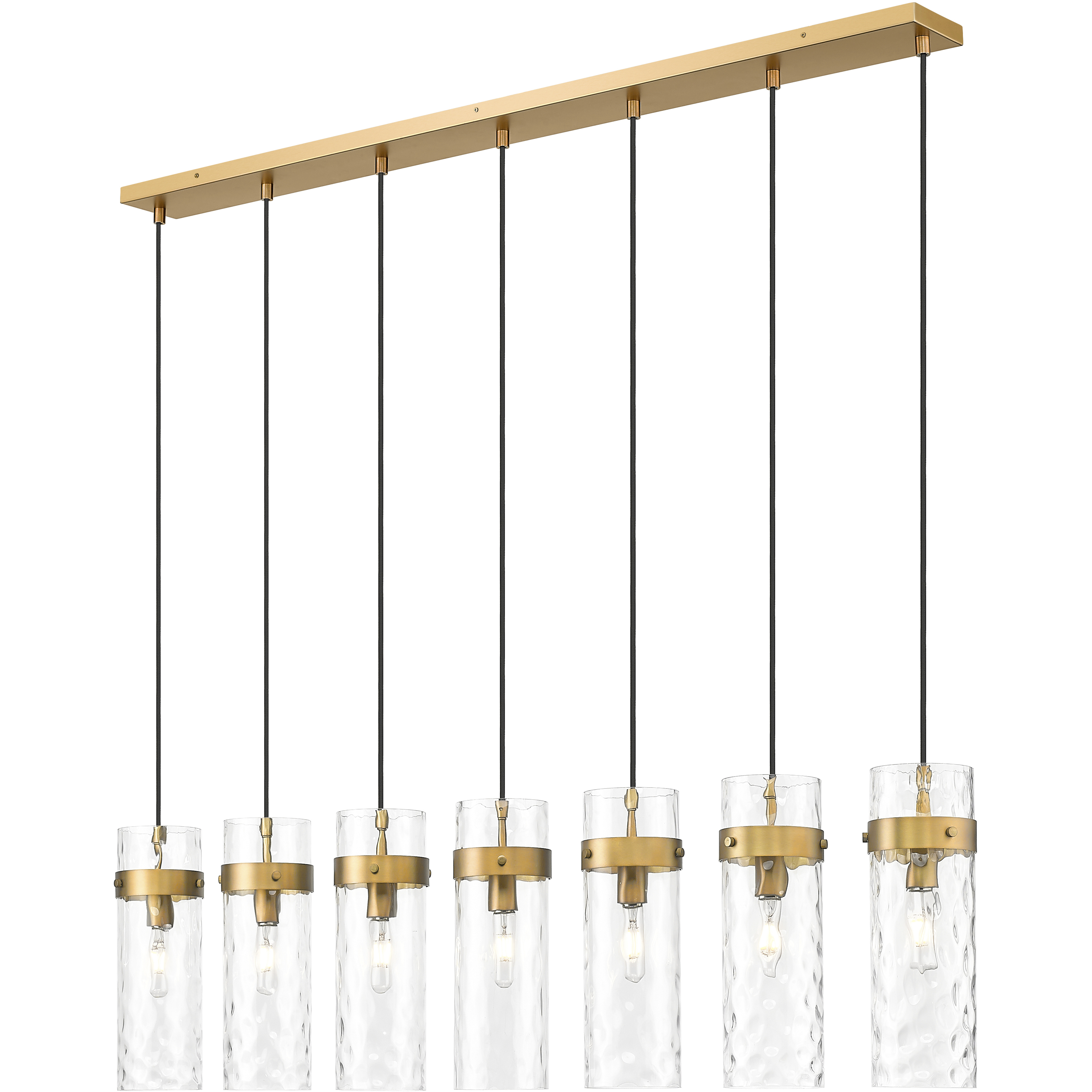 Fontaine 7 Light 56.75 inch Rubbed Brass Linear Chandelier Ceiling Light