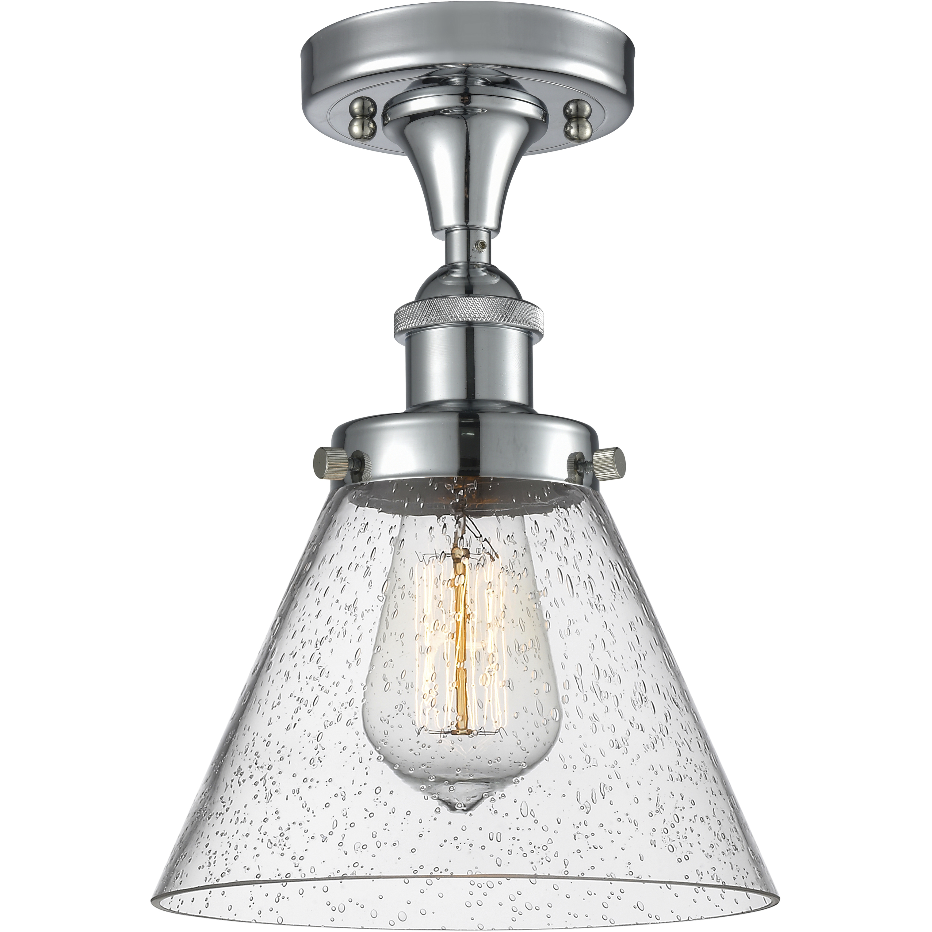 Cone 1 Light 7.75 inch Polished Chrome Semi-Flush Mount Ceiling Light