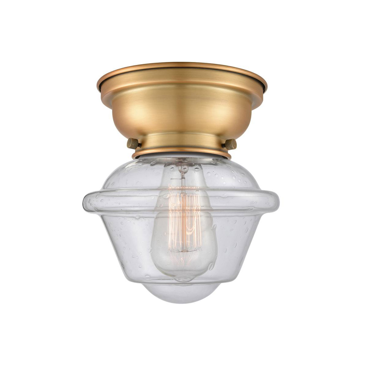 Aditi Small Bell 1 Light 6.25 inch Brushed Brass Flush Mount Ceiling Light in Light Smoke Glass, Aditi
