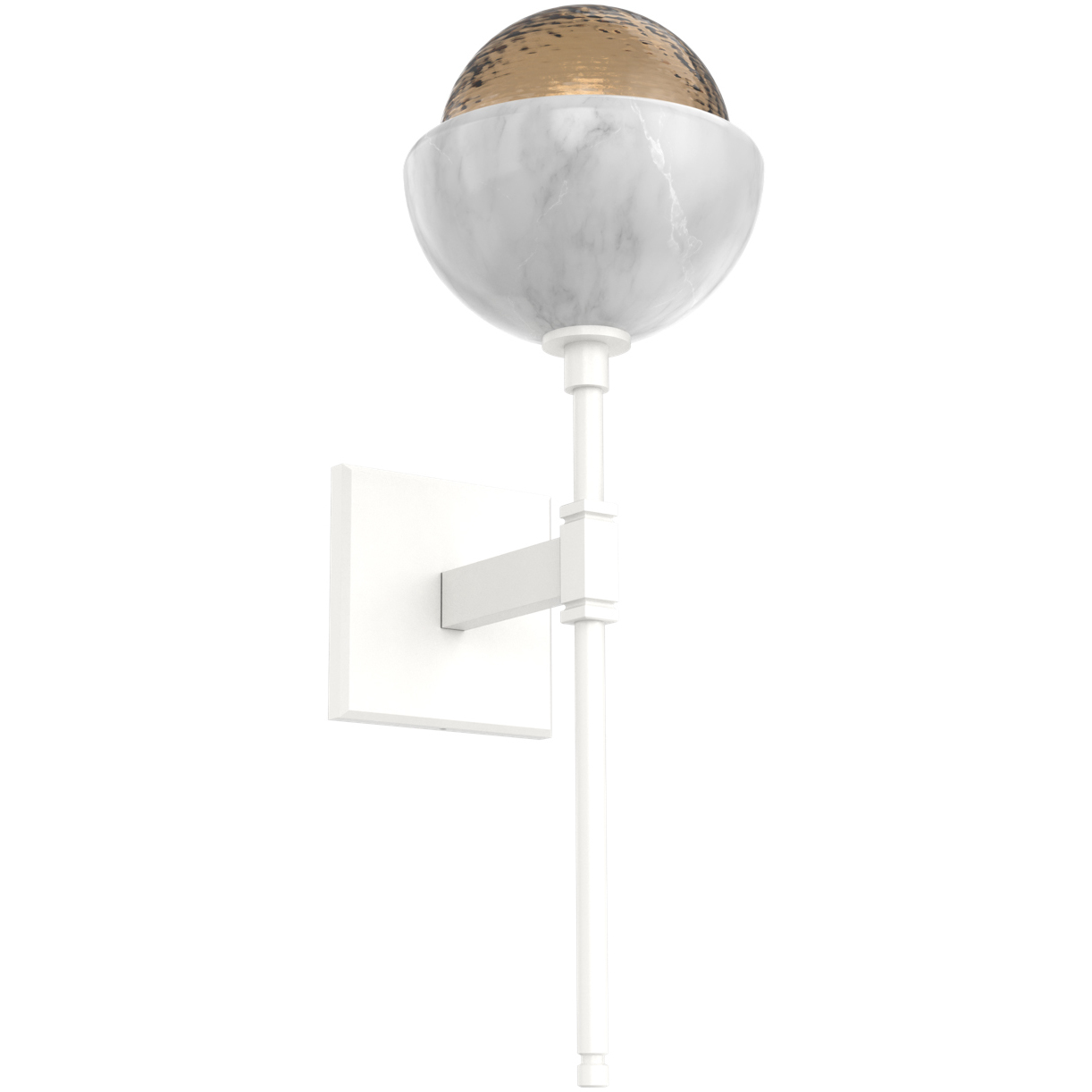 Cabochon Belvedere Sconce Wall Light in 3000K LED, Bronze, Salt White with White Marble