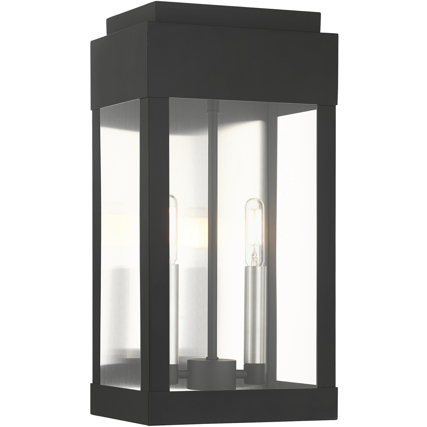 York 2 Light 16.25 inch Black Outdoor Wall Lantern