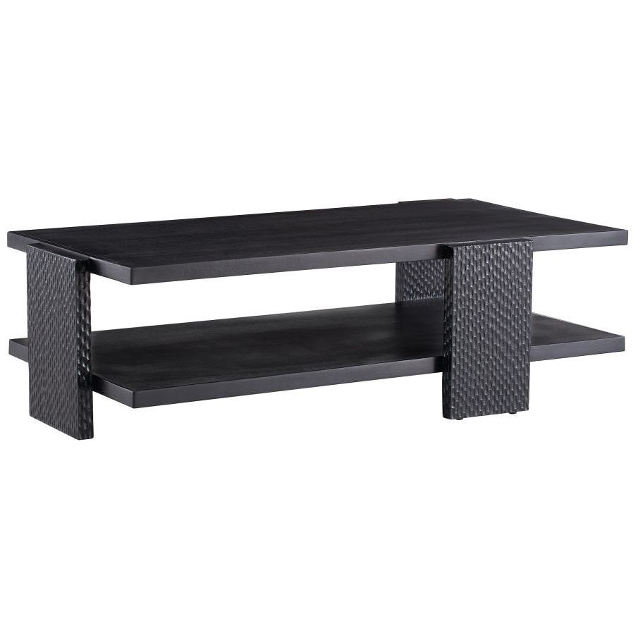 Aiden 55 X 16.5 inch Handcarved Soft Black Waxed Coffee Table