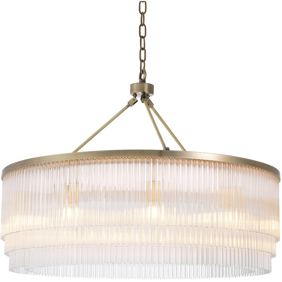 Hector 10 Light 35.43 inch Light Brushed Brass and Clear Glass Chandelier Ceiling Light, Large