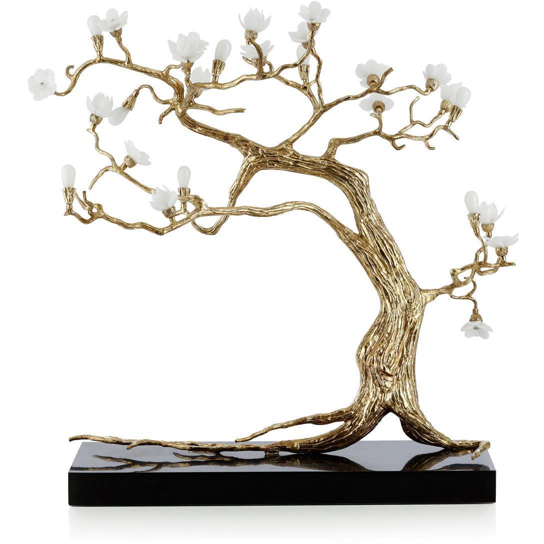 Sakura 31 X 27.5 inch Sculpture in Polished Brass, on Marble