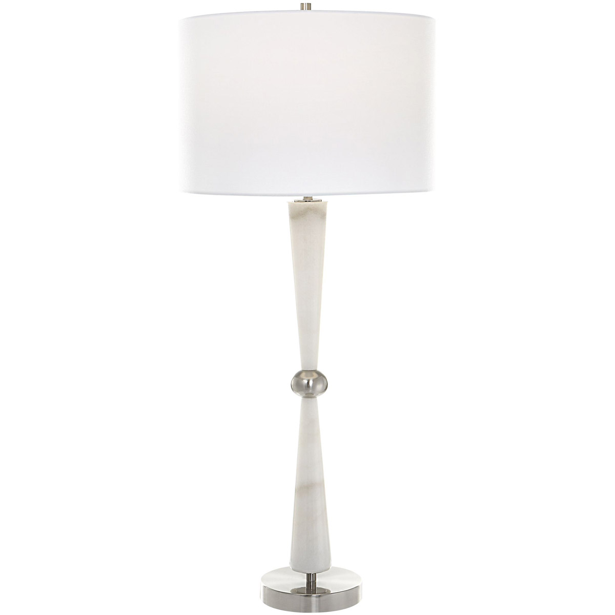 Hourglass 35 inch 150.00 watt White Marble and Brushed Nickel Table Lamp Portable Light