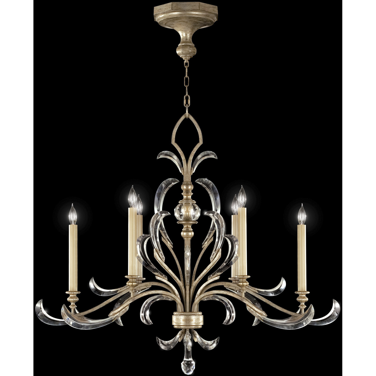 Beveled Arcs 6 Light 44 inch Silver Chandelier Ceiling Light