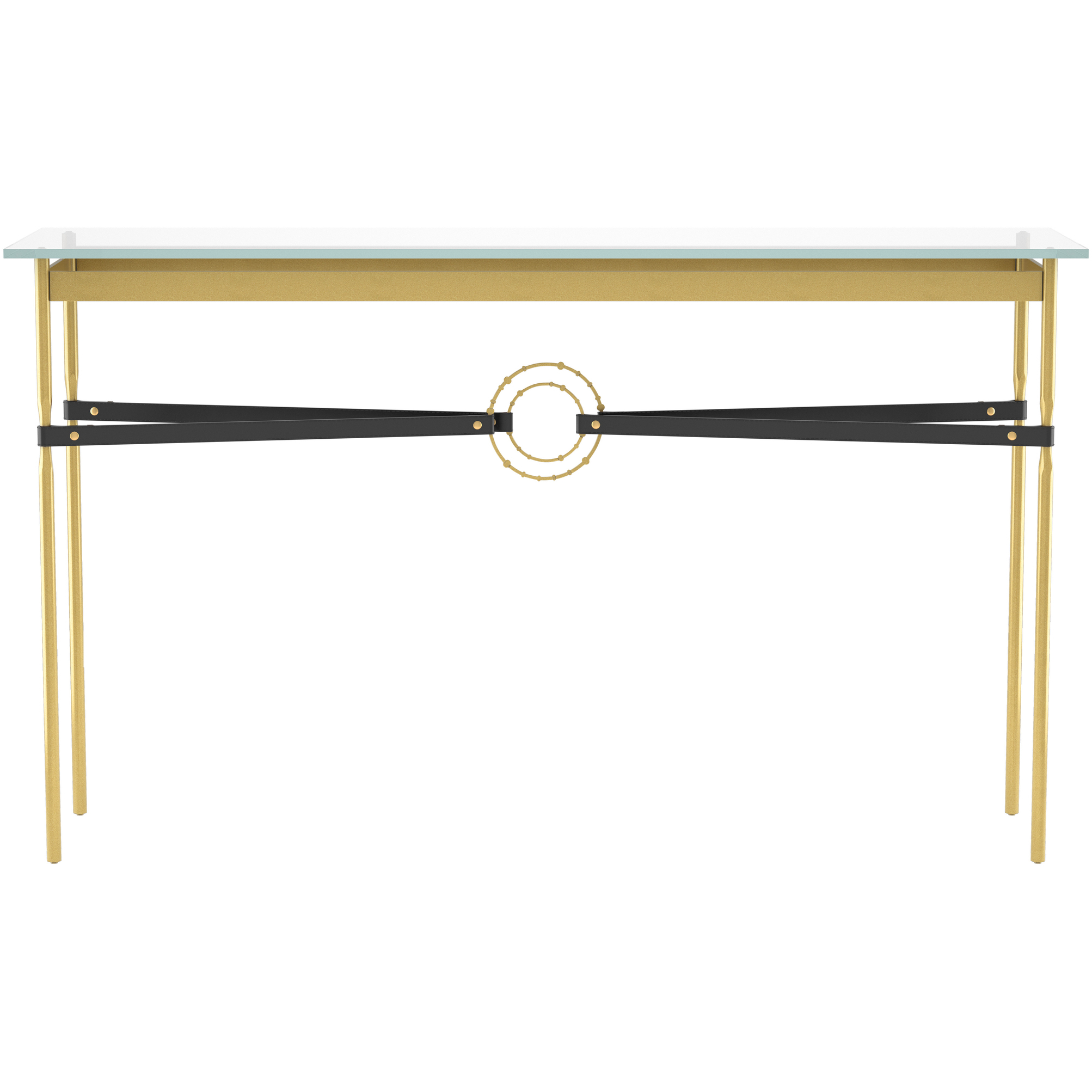 Equus 54 X 14 inch Modern Brass and Modern Brass Console Table in Leather Black
